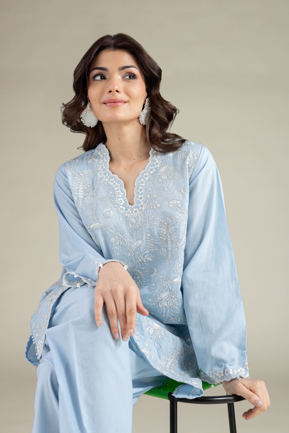 Embroidered Cambric Fabrics 2 Piece | Top and Bottom - A33-26-109FB1-VG