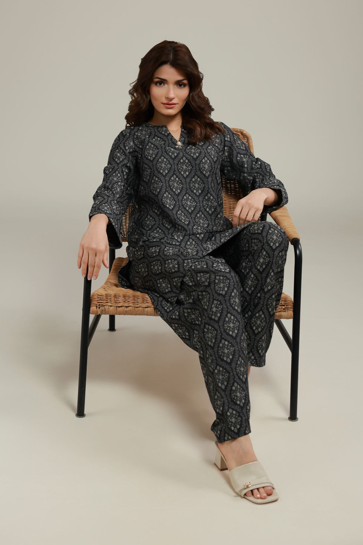 Dyed Jacquard Kurta - EET24546B-VG