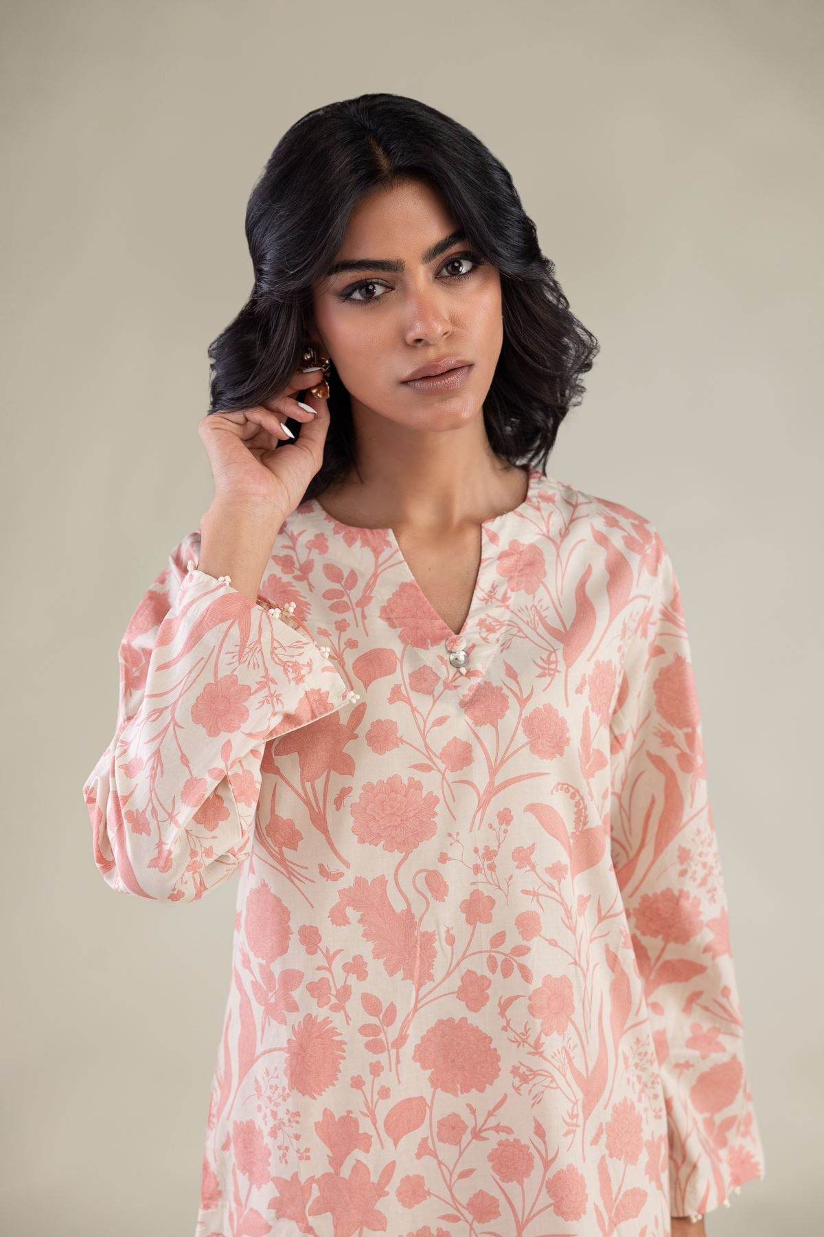 Embroidered Cambric Floral Cambric Kurta - 1-26-229-B-F1-VG
