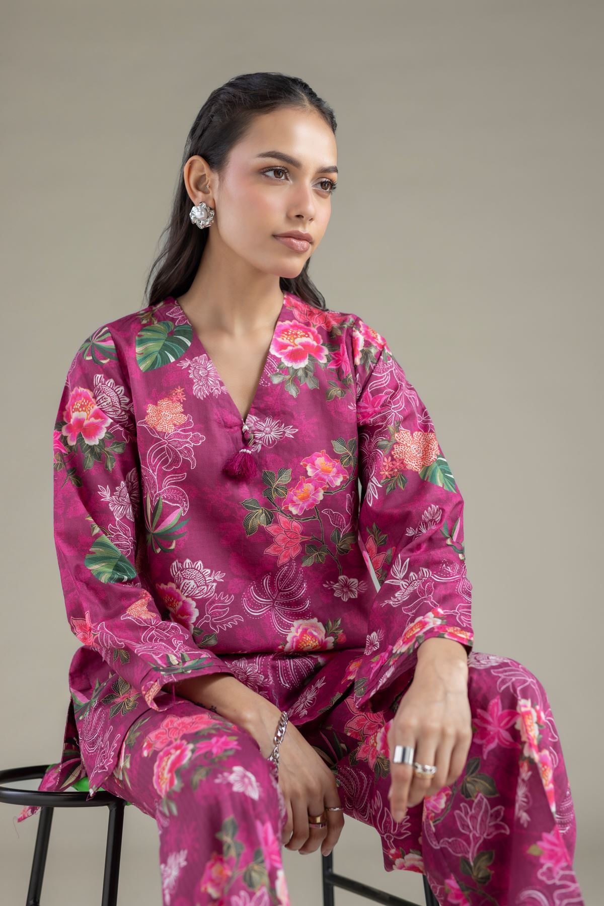 Printed Cotton Dobby Kurta - 25-10-12E12-07TA-VG