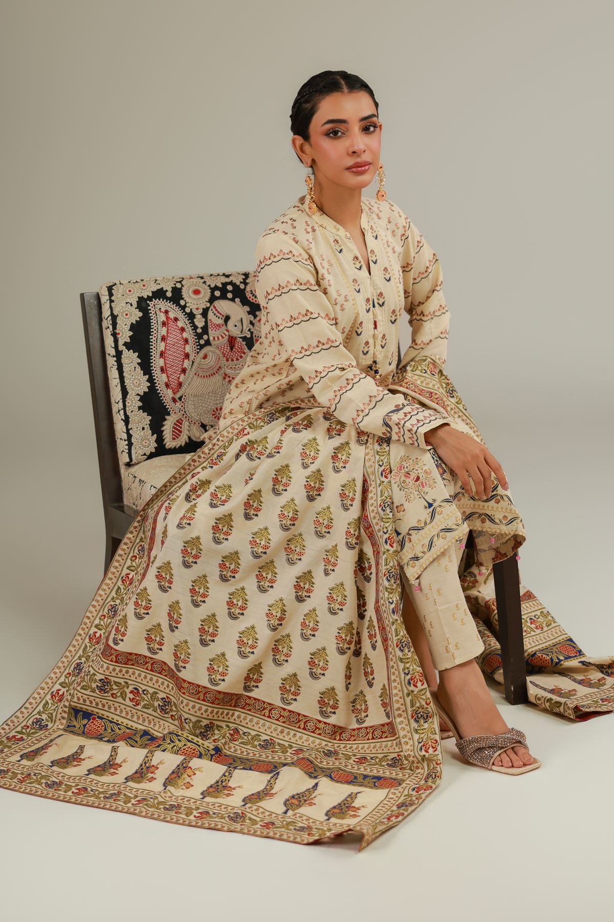 Raw Silk 3 Piece Co-ord Set - 12-26-114-F-E-VG