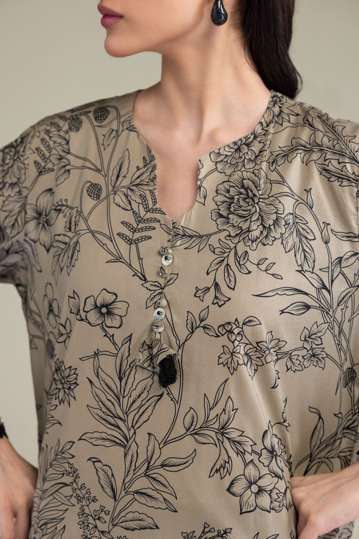 Printed Cotton Viscose Long Cotton Kurta - 1-26-206-A-B1-VG