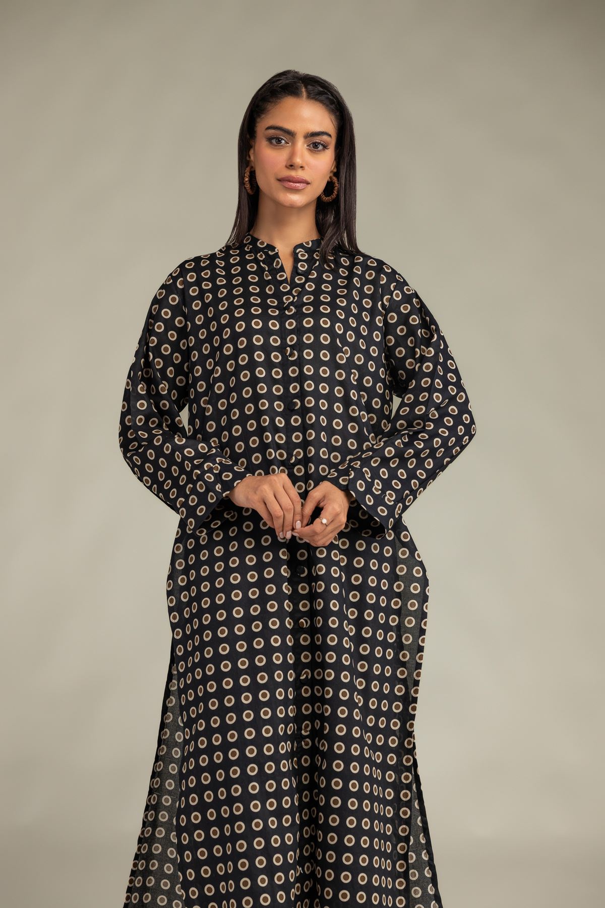 Printed Cambric Long Cambric Kurta - 1-26-102-A-F-VG