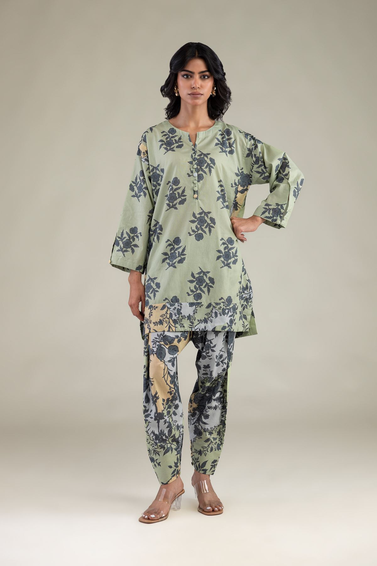 Embroidered Cambric Floral Cambric Shalwar - 8-26-303-A-C1-VG