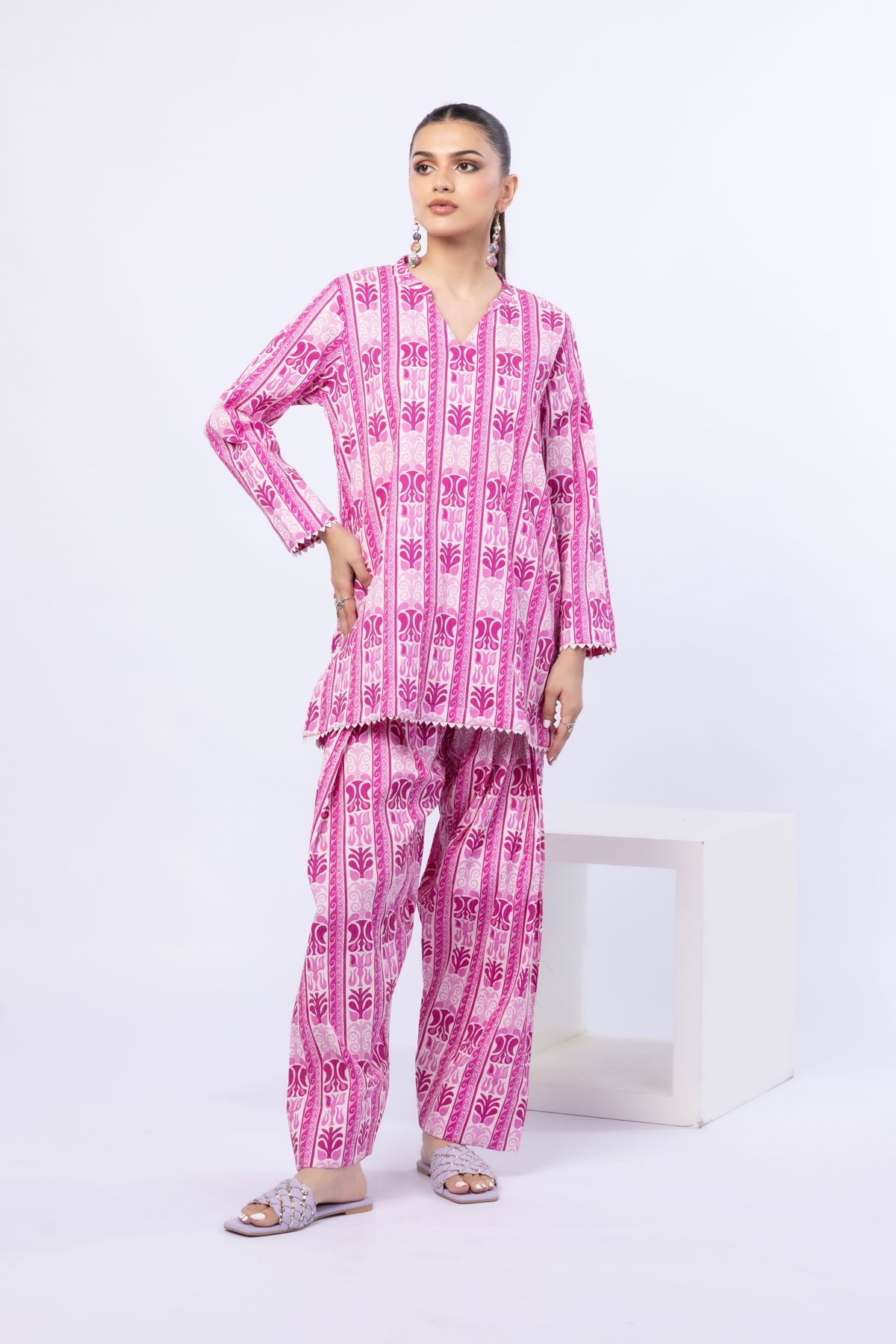 Printed Ripple Crinkle Kurta - 25-04E48-07TA-VG