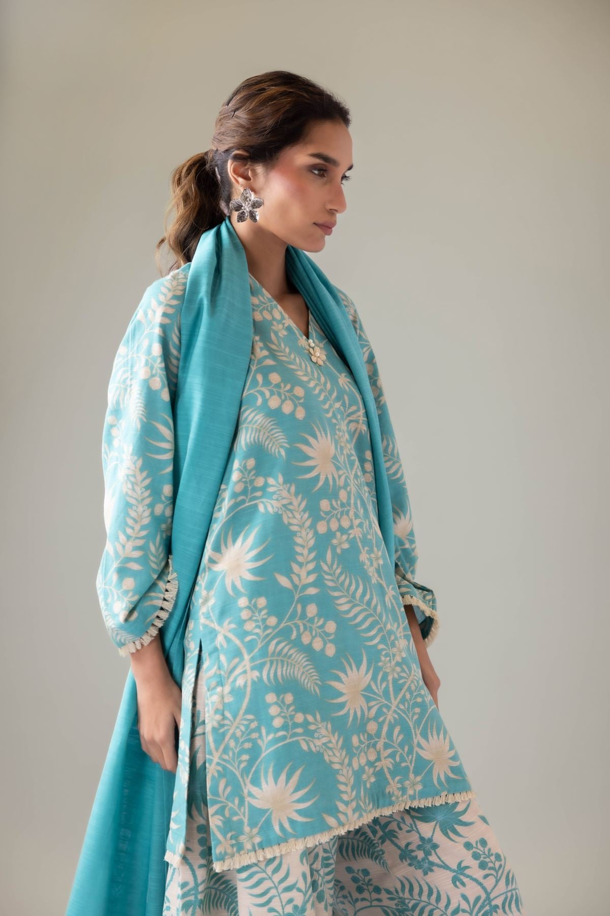 Embroidered Textured Cotton Dupatta - 25-09-12E2-04TA-VG