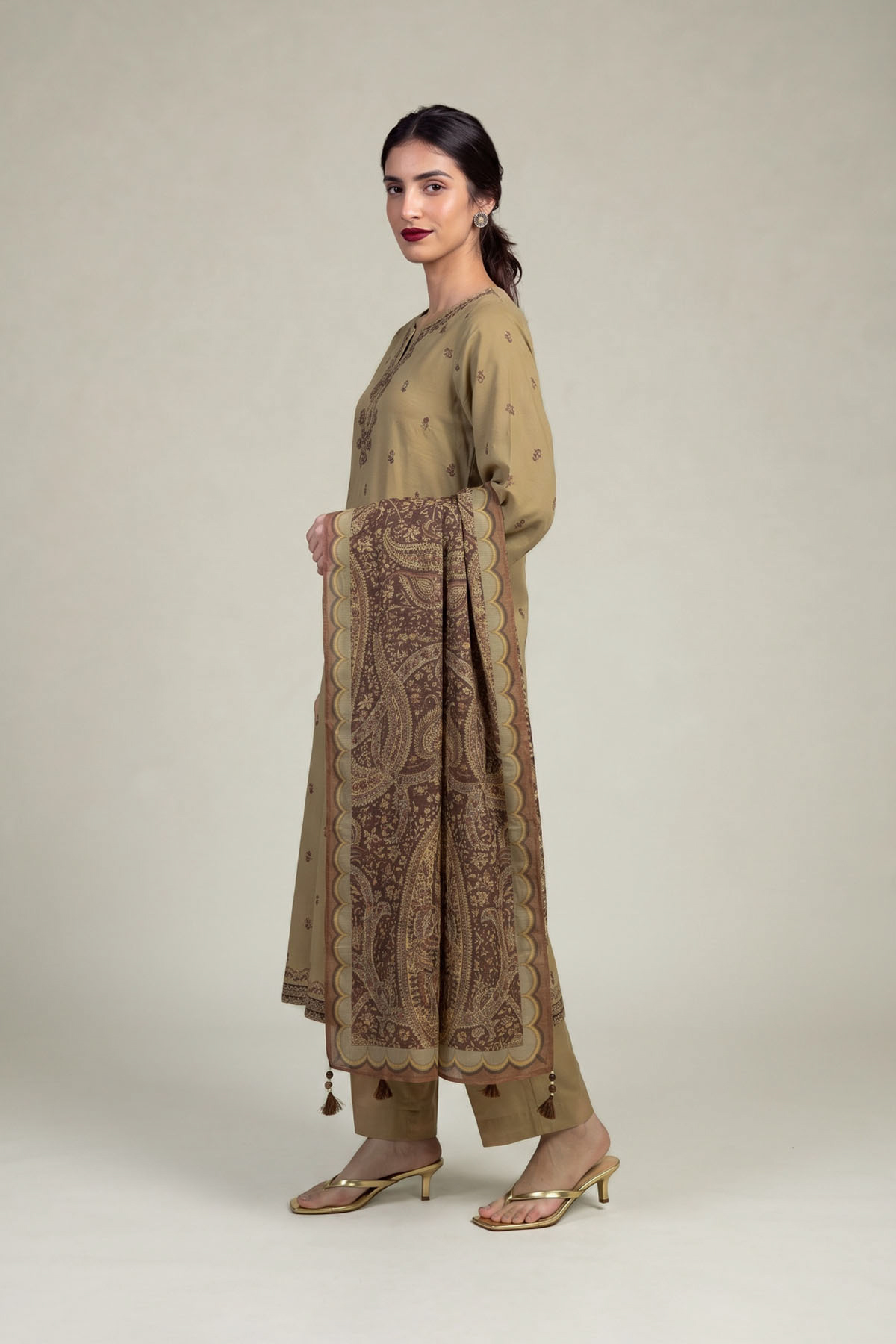 Embroidered Polyester Silk Polyester Silk Dupatta - 1-26-309-B-D1-VG