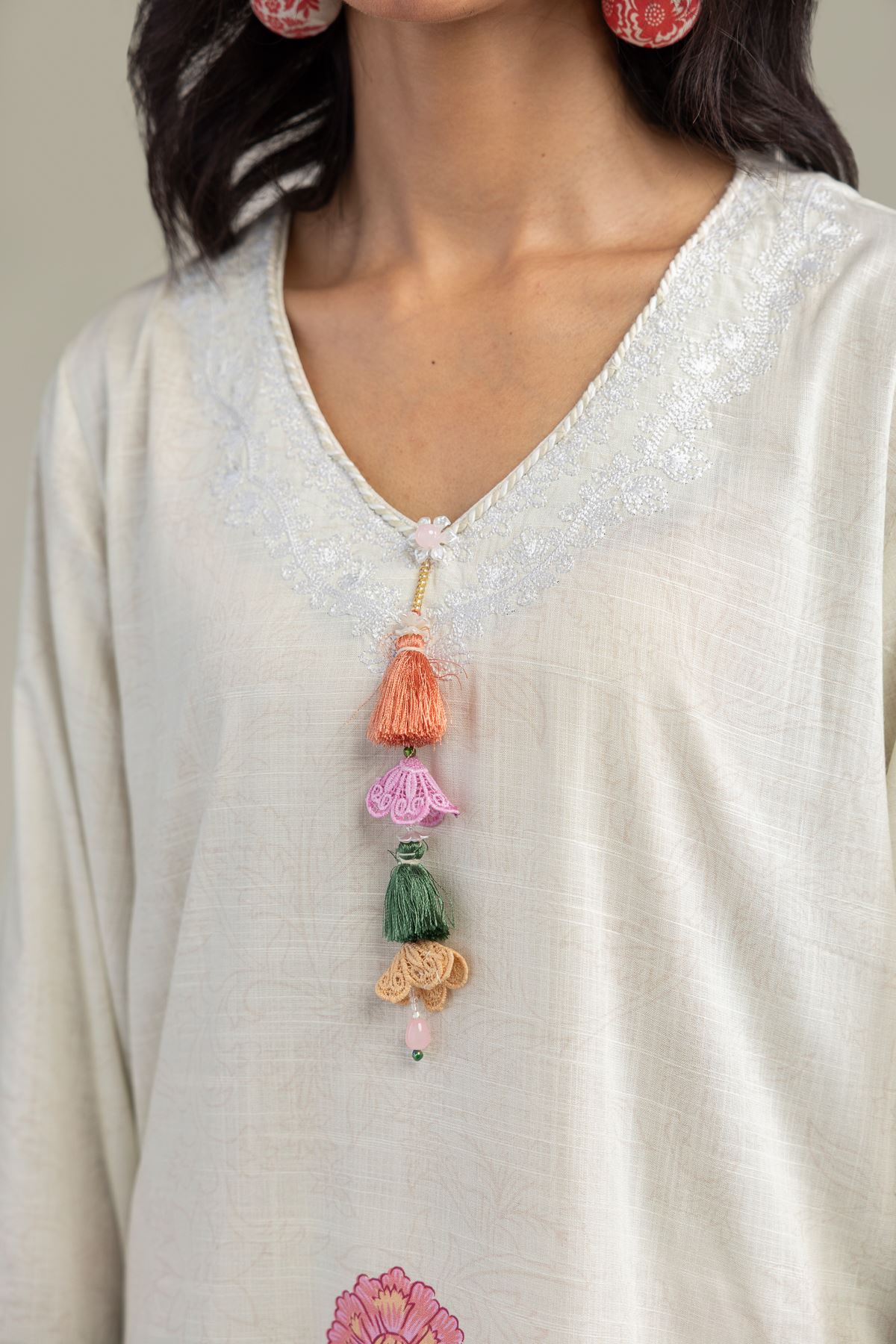 Embroidered Raw Silk Short Silk Kurta - 1-26-102-A-F-VG