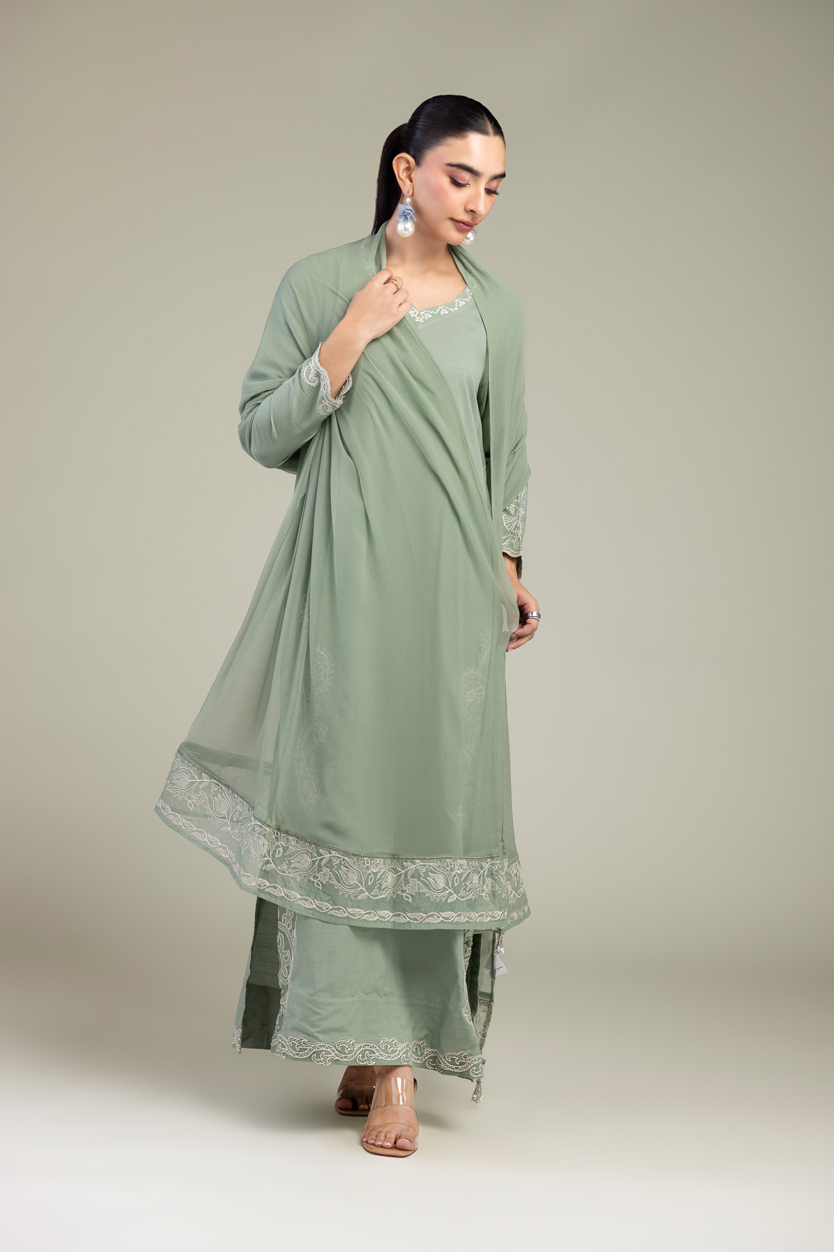 Embroidered Chiffon Chiffon Embroidered Dupatta - 1-26-309-B-D1-VG