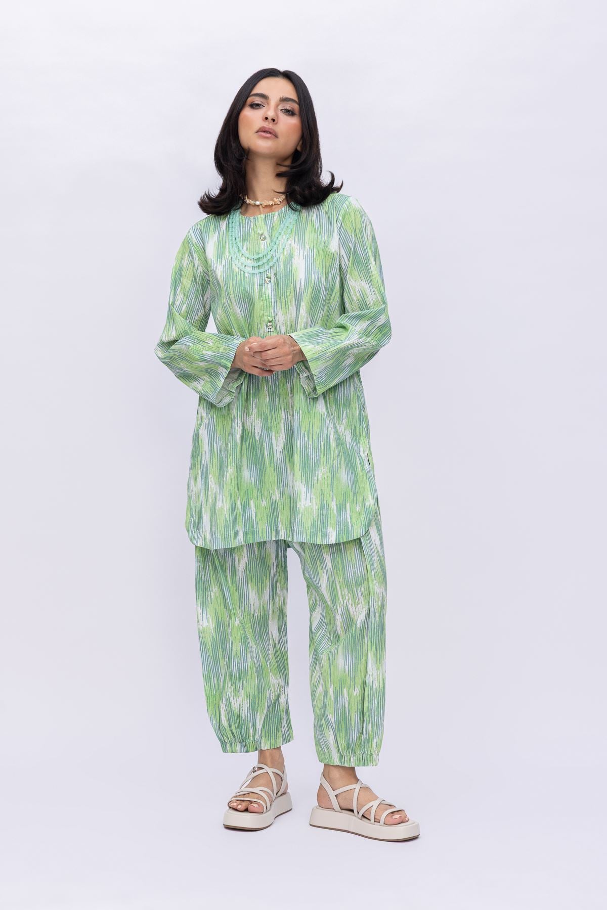 Printed Ripple Crinkle Pants - 25-04E48-07TA-VG