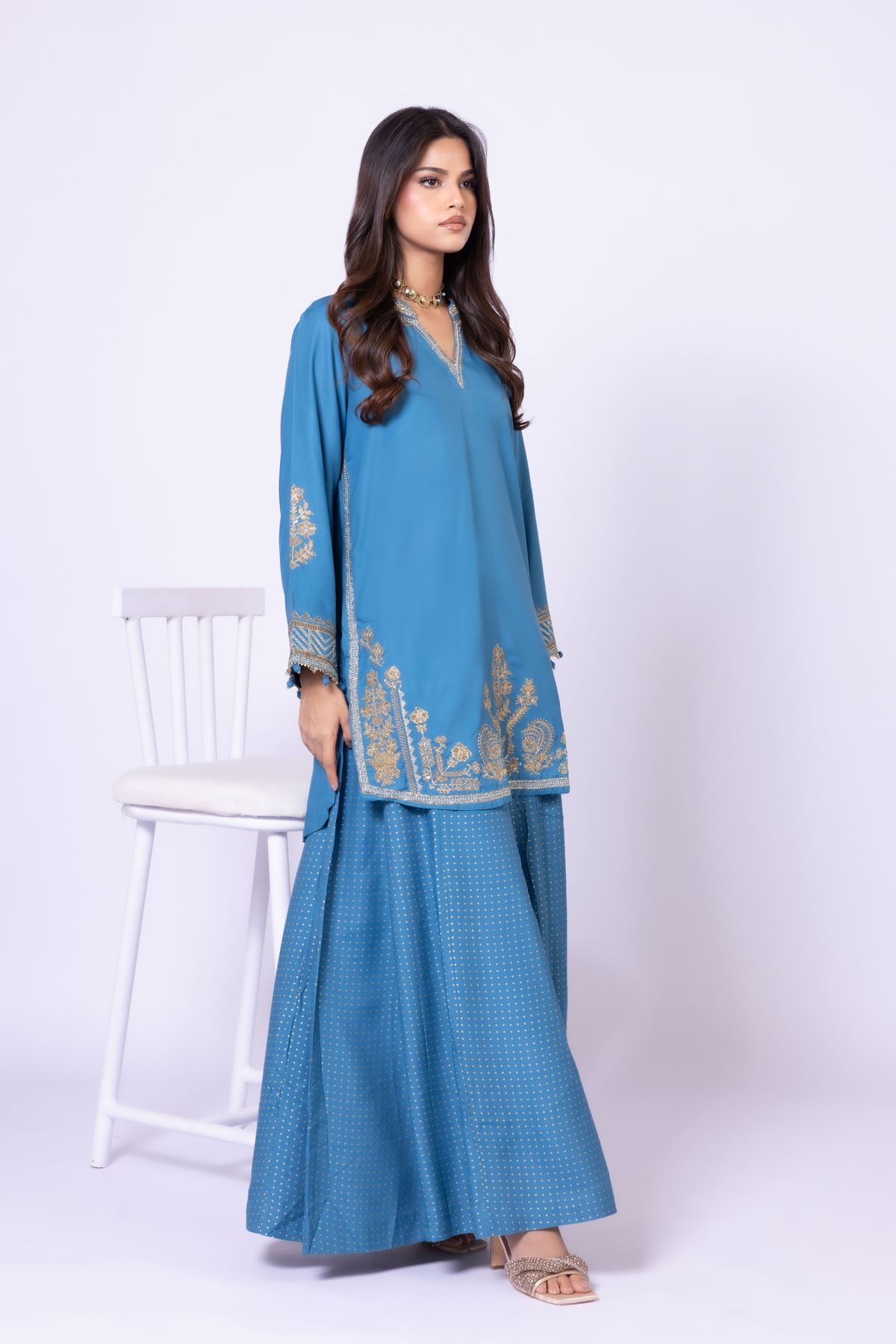 Embroidered Raw Silk Kurta - 25-10-10S4-02TA-VG