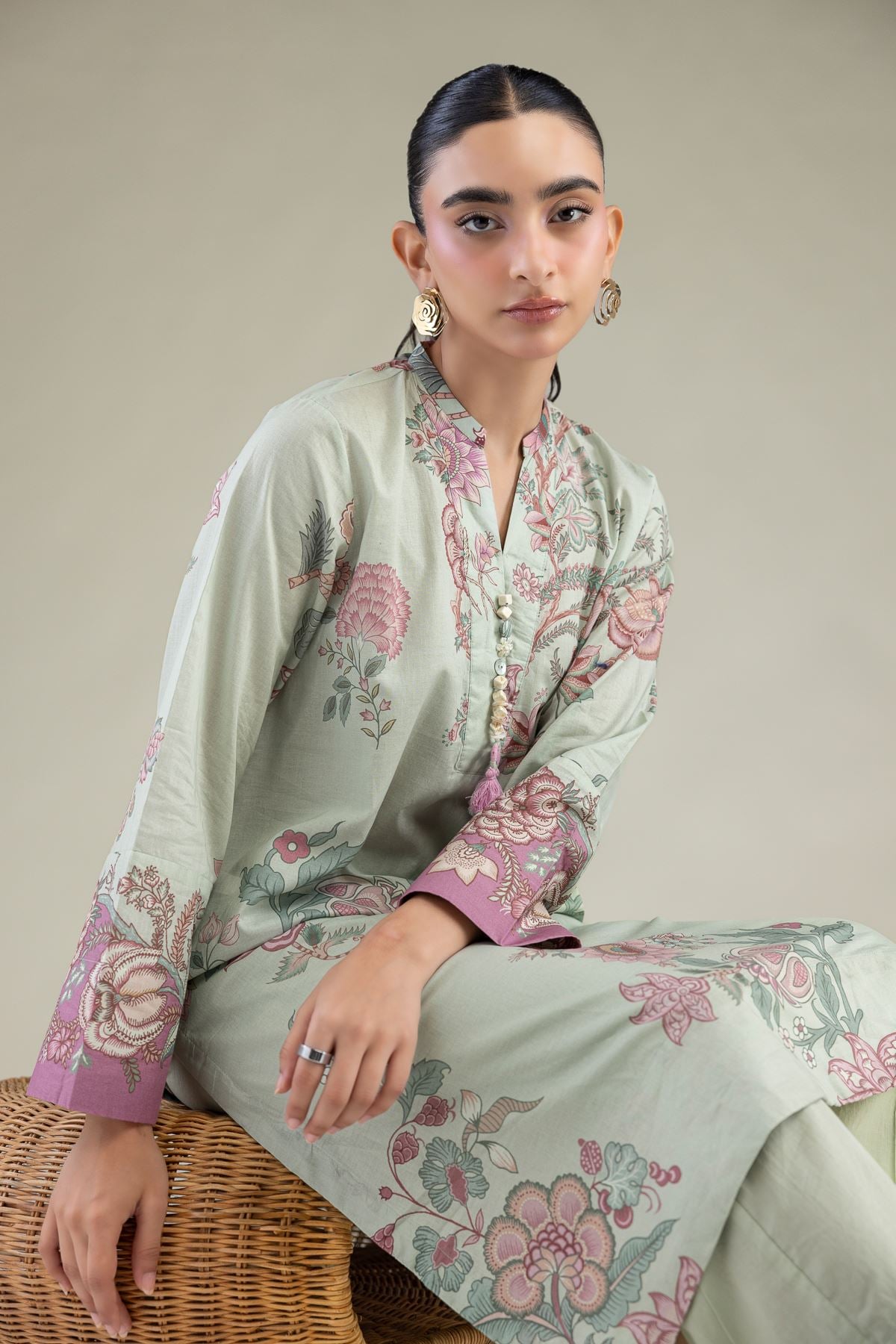 Printed Cambric Floral Cambric Kurta - 1-26-316-A-D1-VG