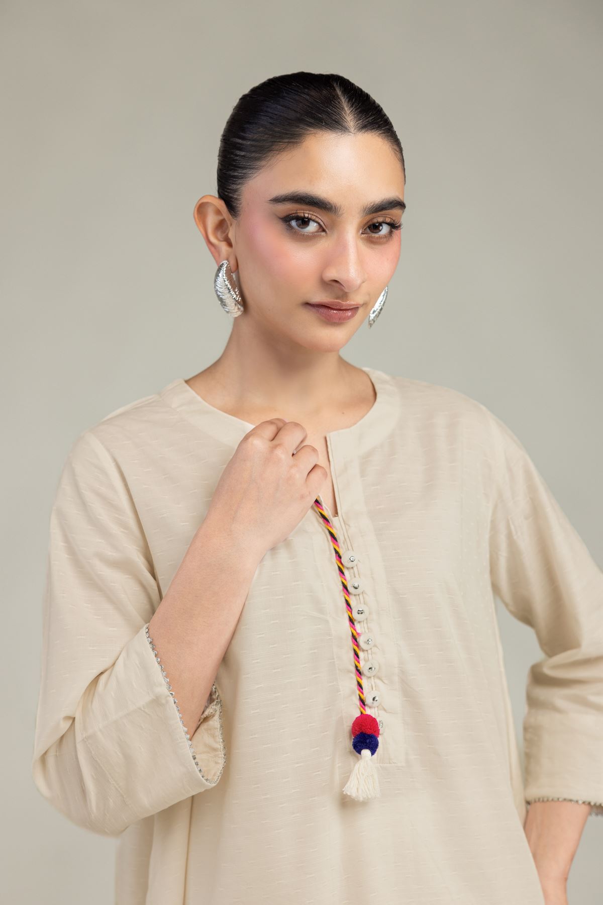 Embroidered Textured Cotton Viscose Short Cotton Kurta - 1-26-226-A-I1-VG