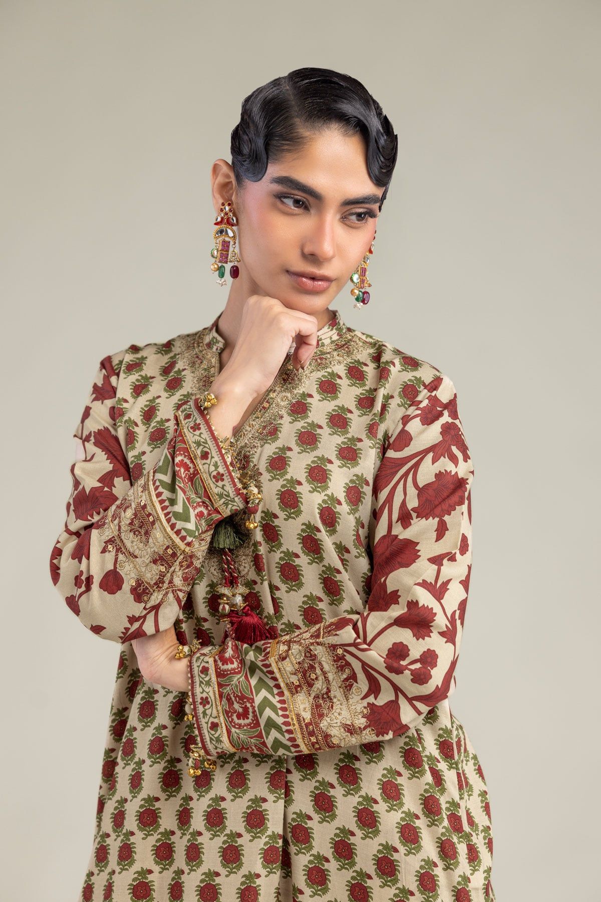 Embroidered Raw Silk Raw Silk Kurta - 1-26-102-A-F-VG