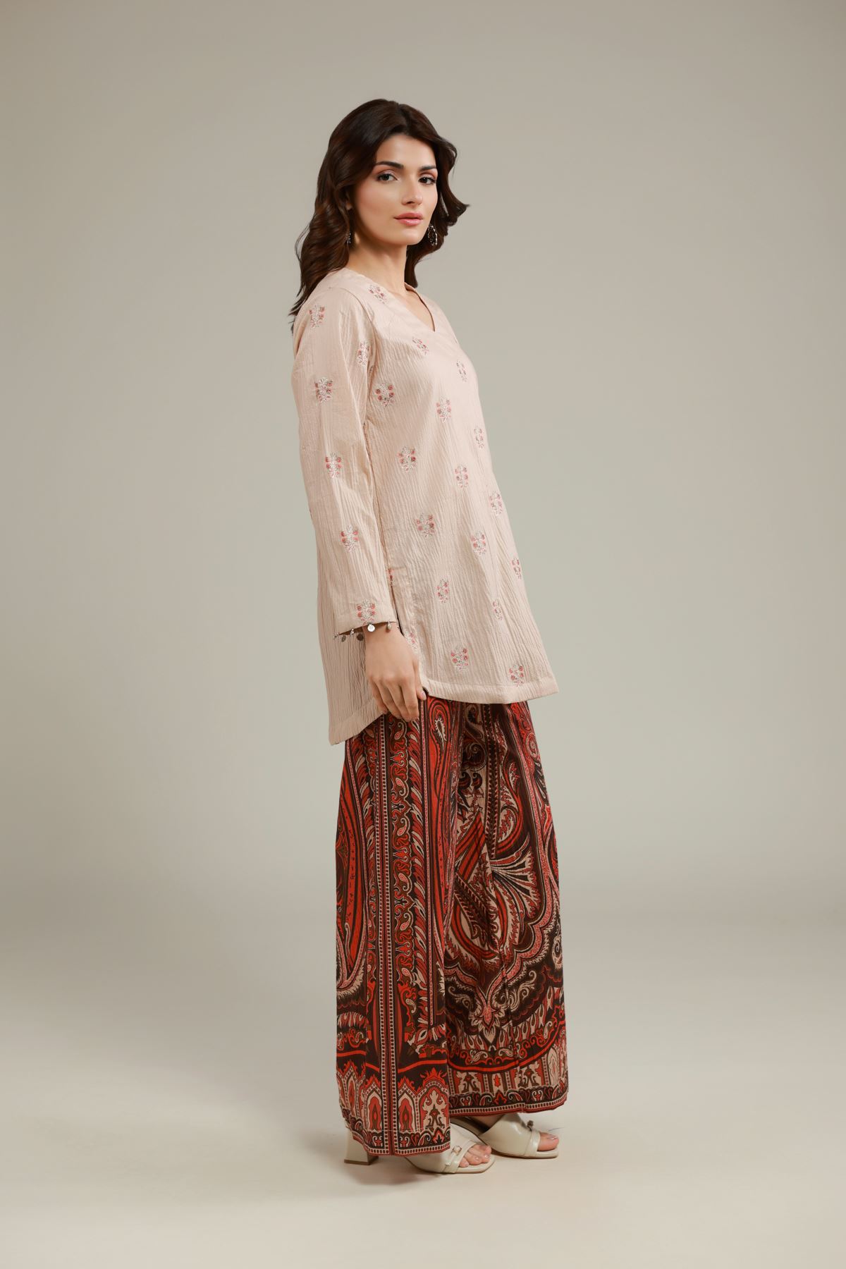 Printed Cotton Crinkle Paisley Relaxed Pants - 25-09-10E2-07BB-VG