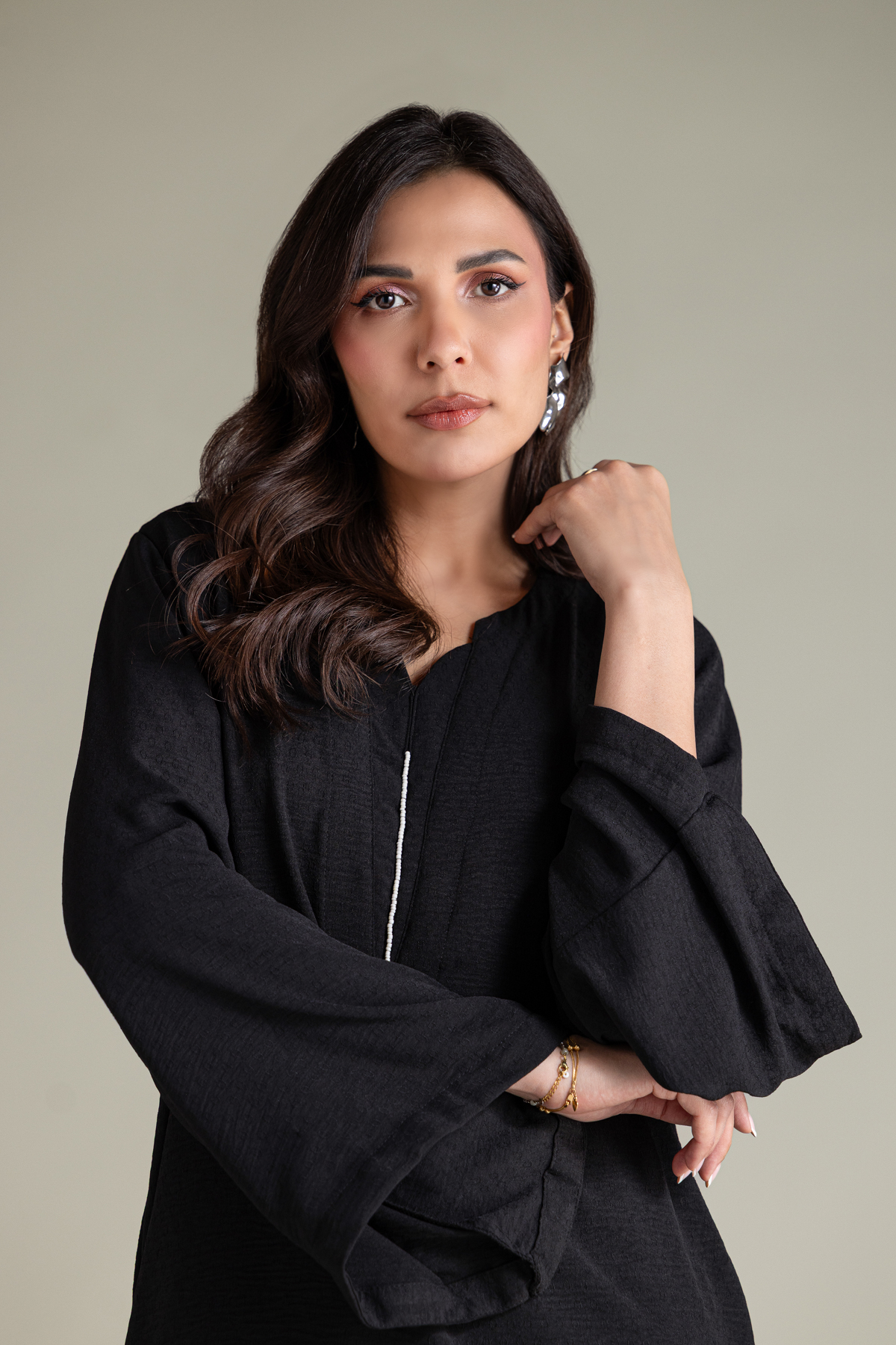 Dyed Textured Georgette Solid Black Kurta - 1-26-228-A-I2-VG