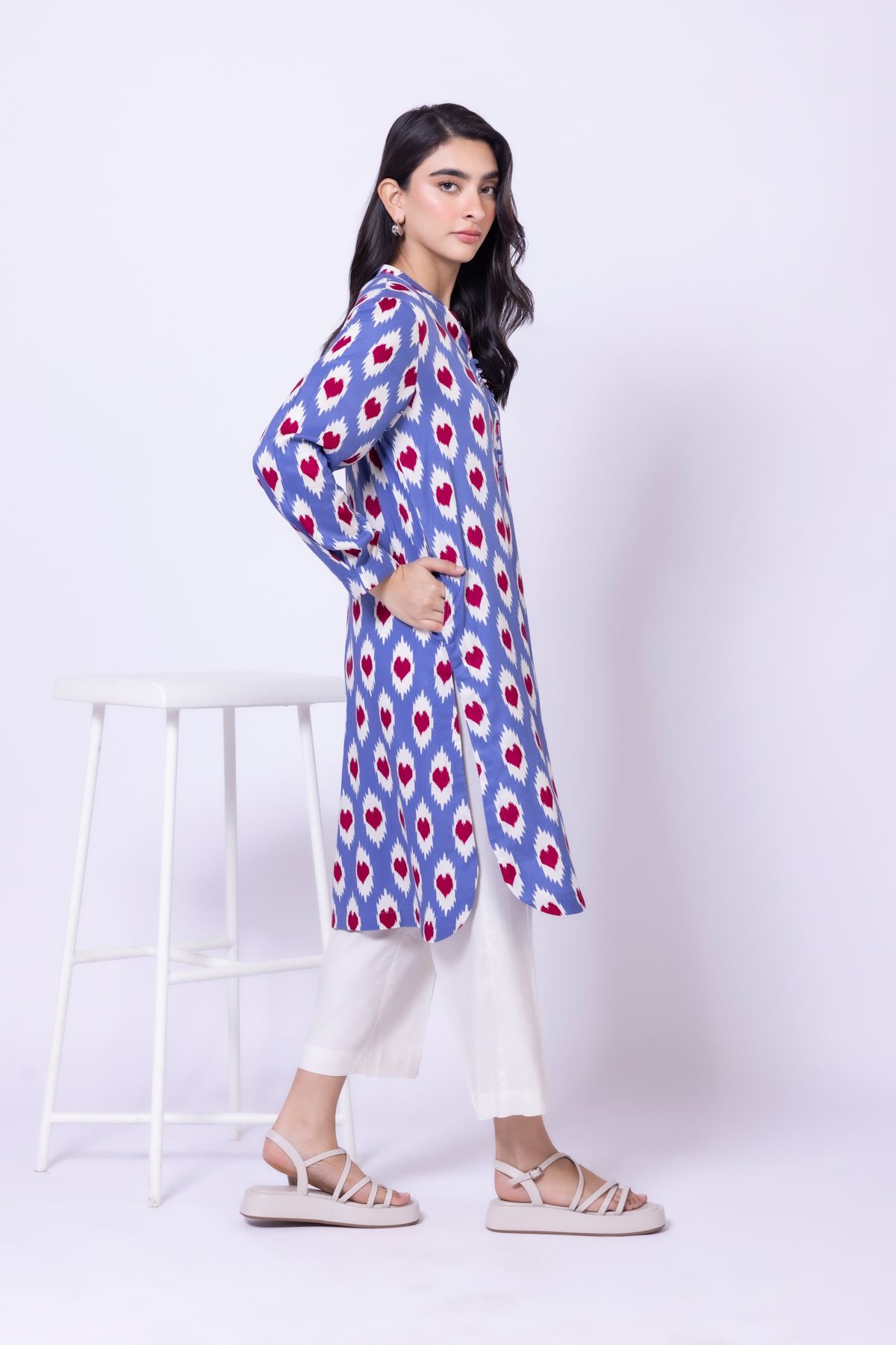 Printed Viscose Silk Kurta - 25-09-11E3-07TA-VG