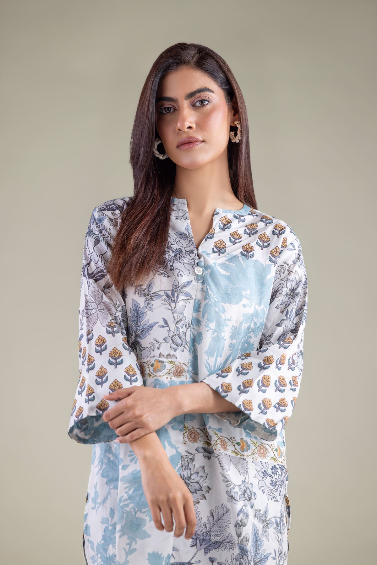 Embroidered Textured Weave Shirt - 6-26-101-A-F-VG