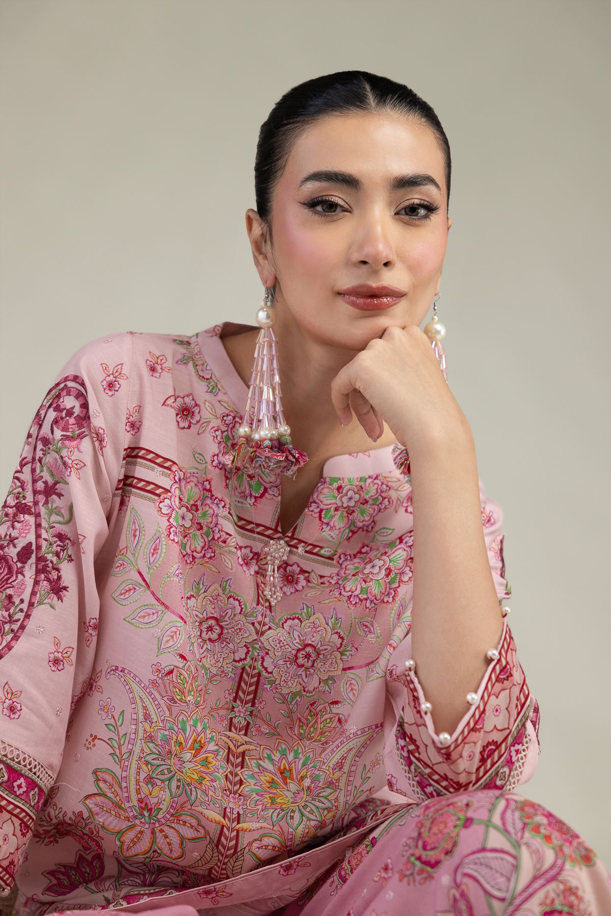 Embroidered Raw Silk Short Floral Kurta - 1-26-231-A-C1-VG