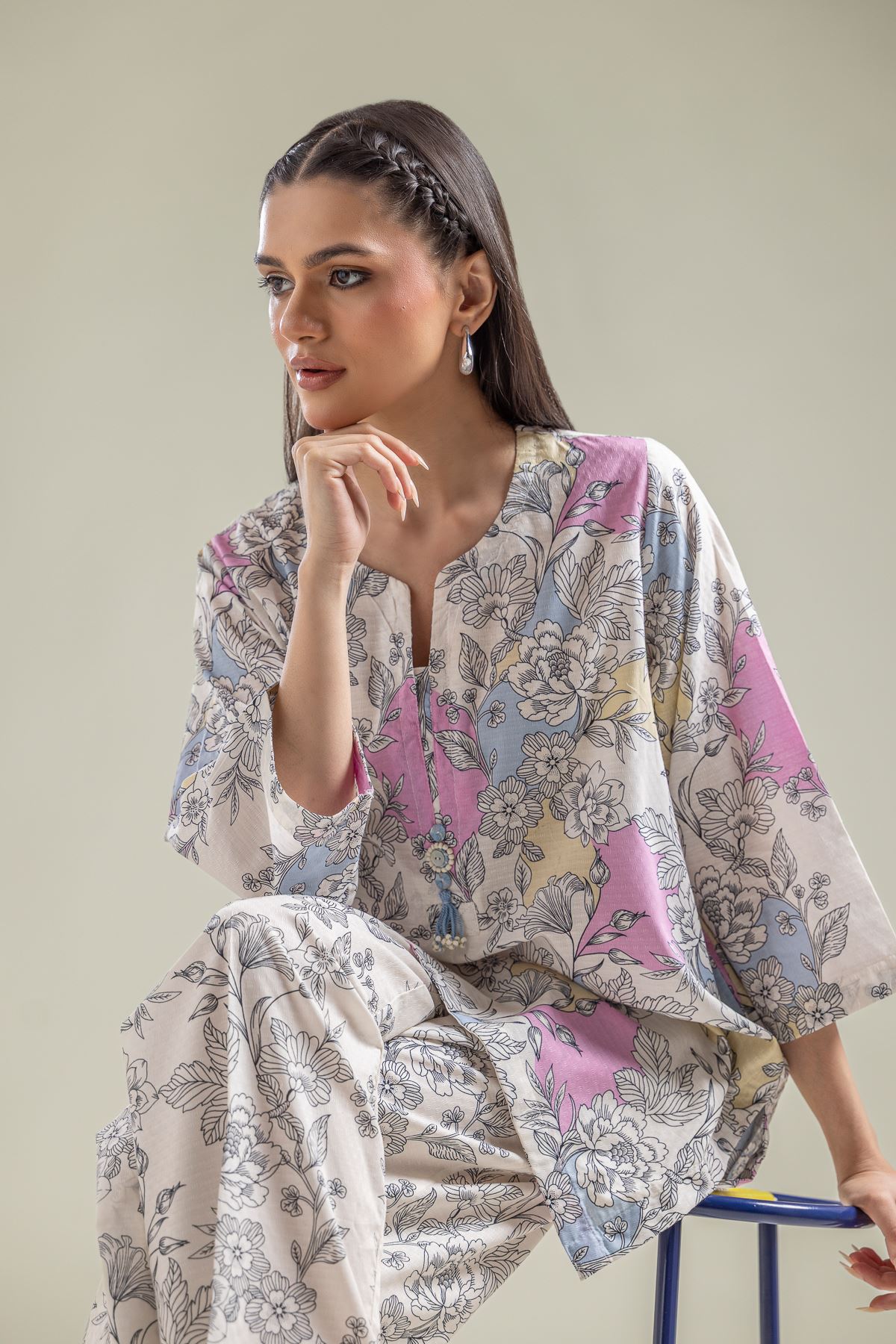 Printed Cotton Dobby Short Cotton Kurta - 1-26-135-A-D-VG