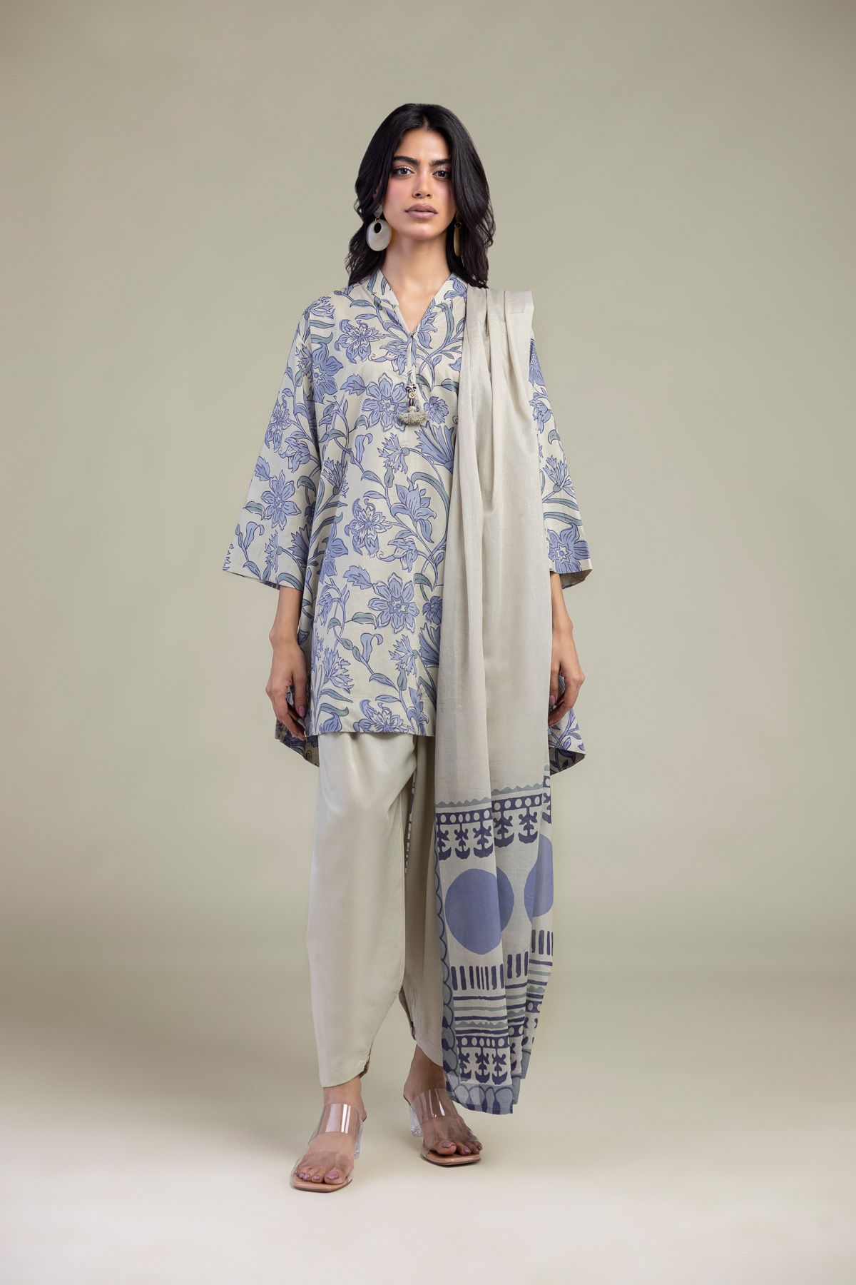 Printed Lawn Printed Cambric Dupatta - 1-26-102-A-F-VG