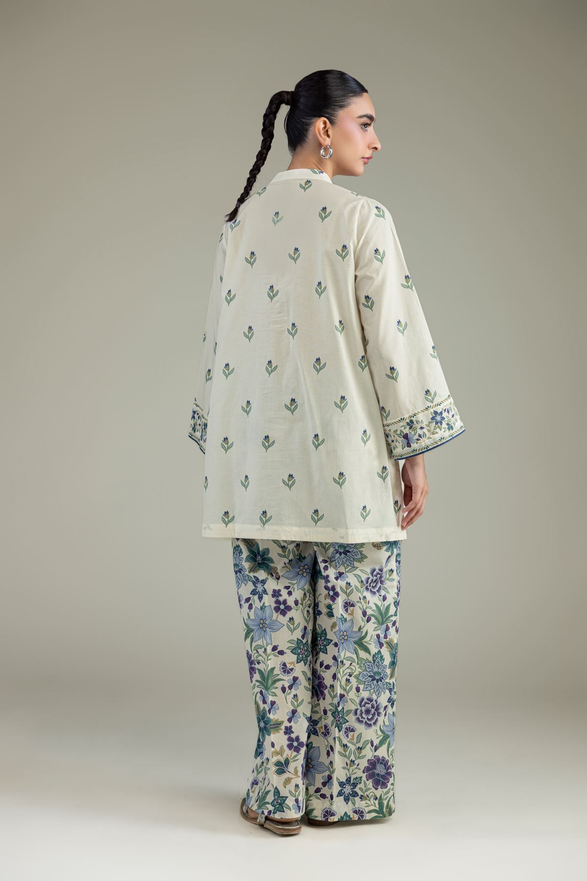 Printed Cambric Cambric Floral Kurta - 1-26-306-B-D1-VG