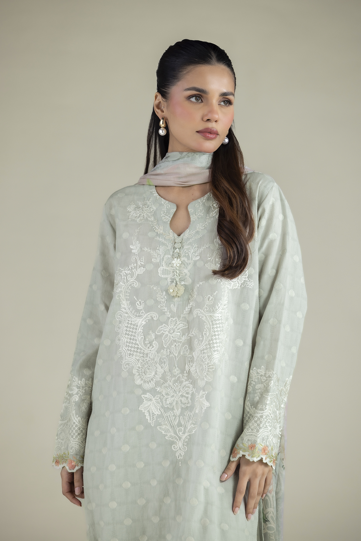 Embroidered Broshia Fabrics 3 Piece - A22-26-222FF1-VG