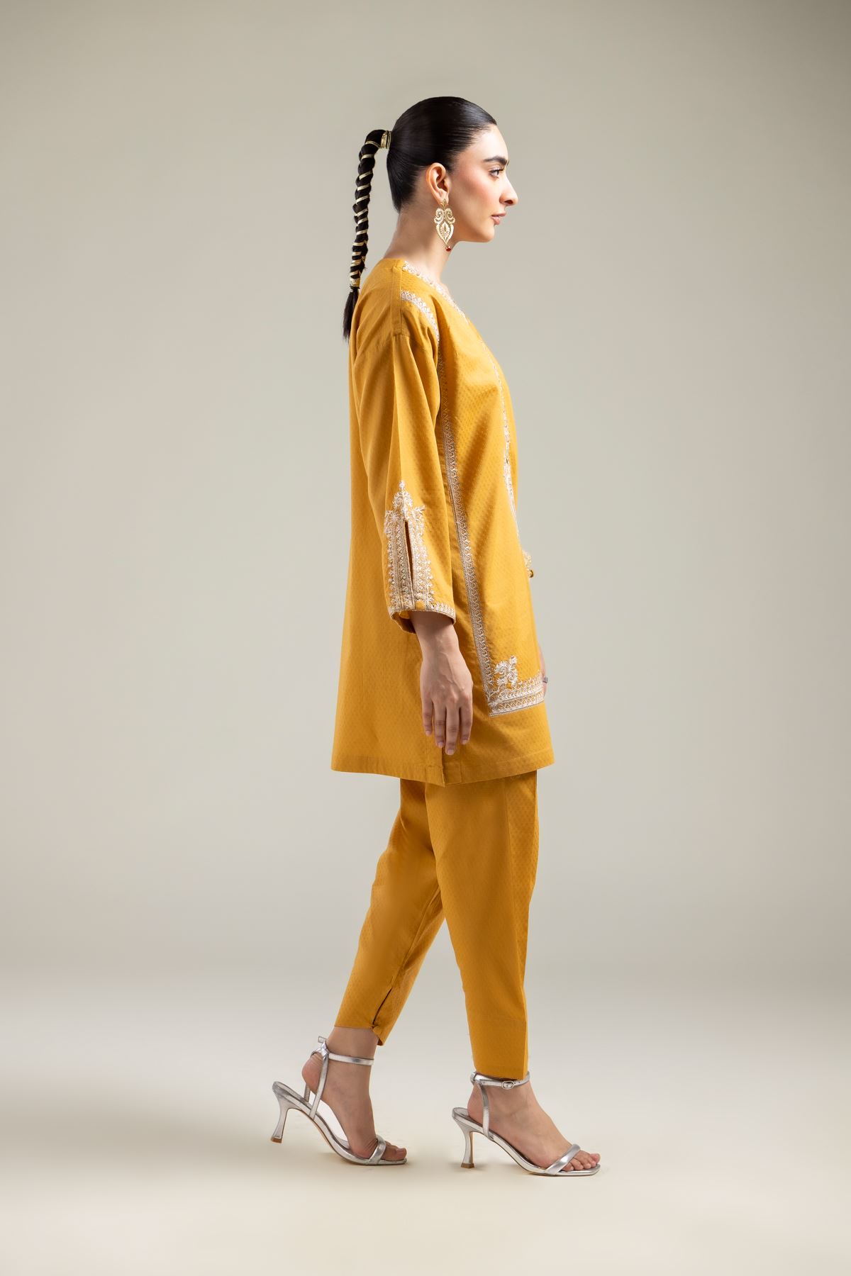 Embroidered Cotton Dobby Solid Mustard Shalwar - 1-26-121-A-F-VG