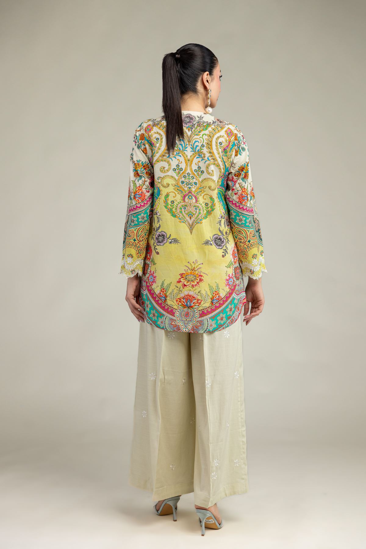 Embroidered Raw Silk Short Floral Kurta - 2-26-212-A-A1-VG