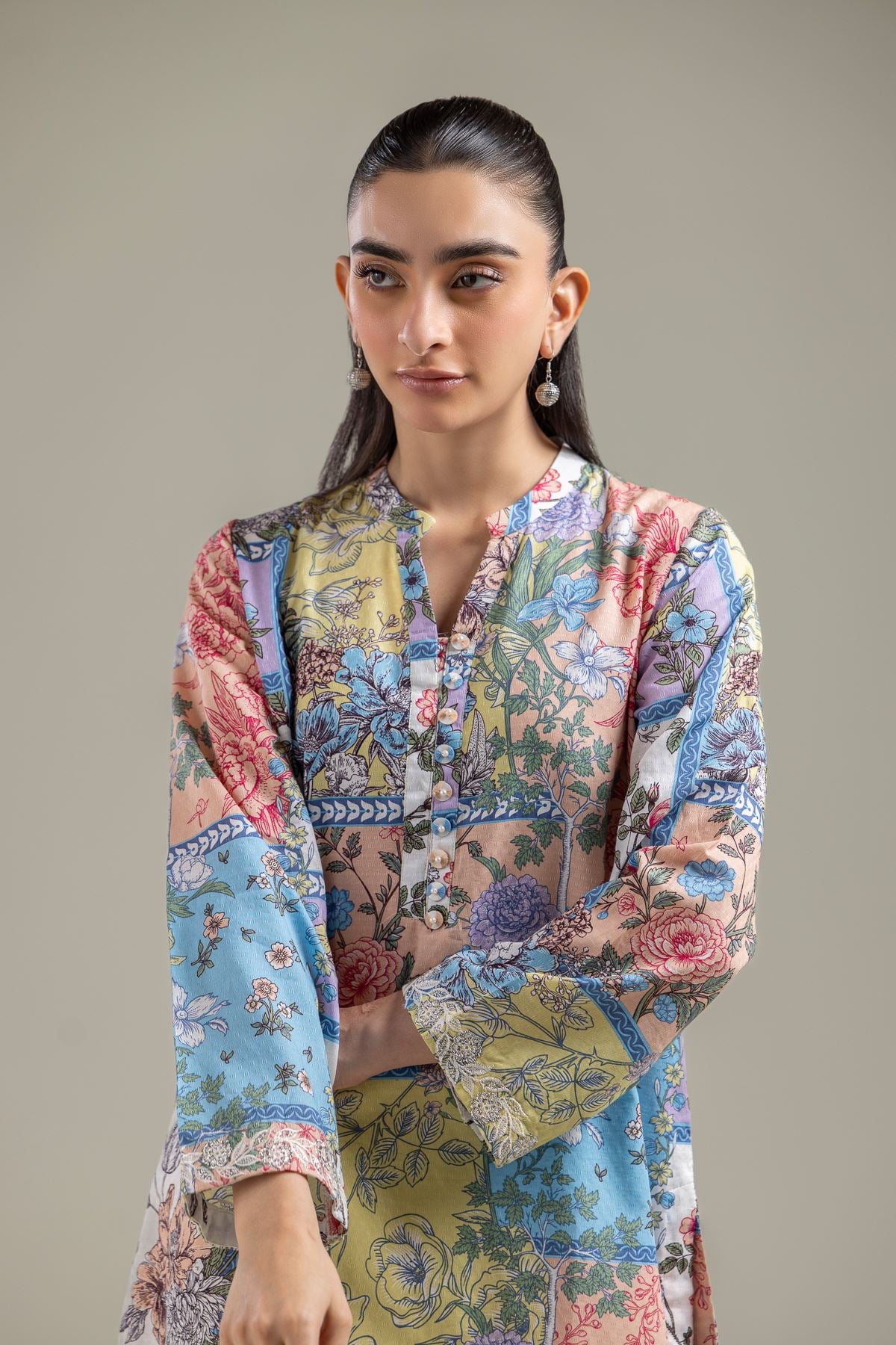 Embroidered Cotton Dobby Button-Down Cotton Kurta - 1-26-118-A-C-VG