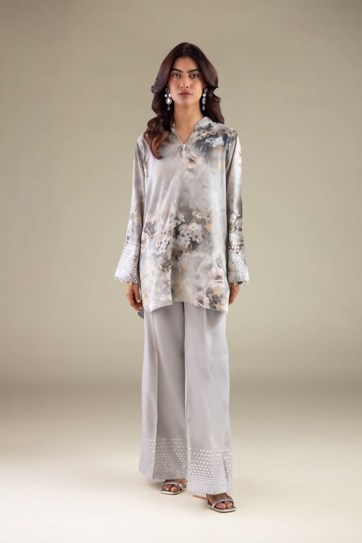 Embroidered Raw Silk Floral Embellished Kurta - 1-26-115-A-B-VG