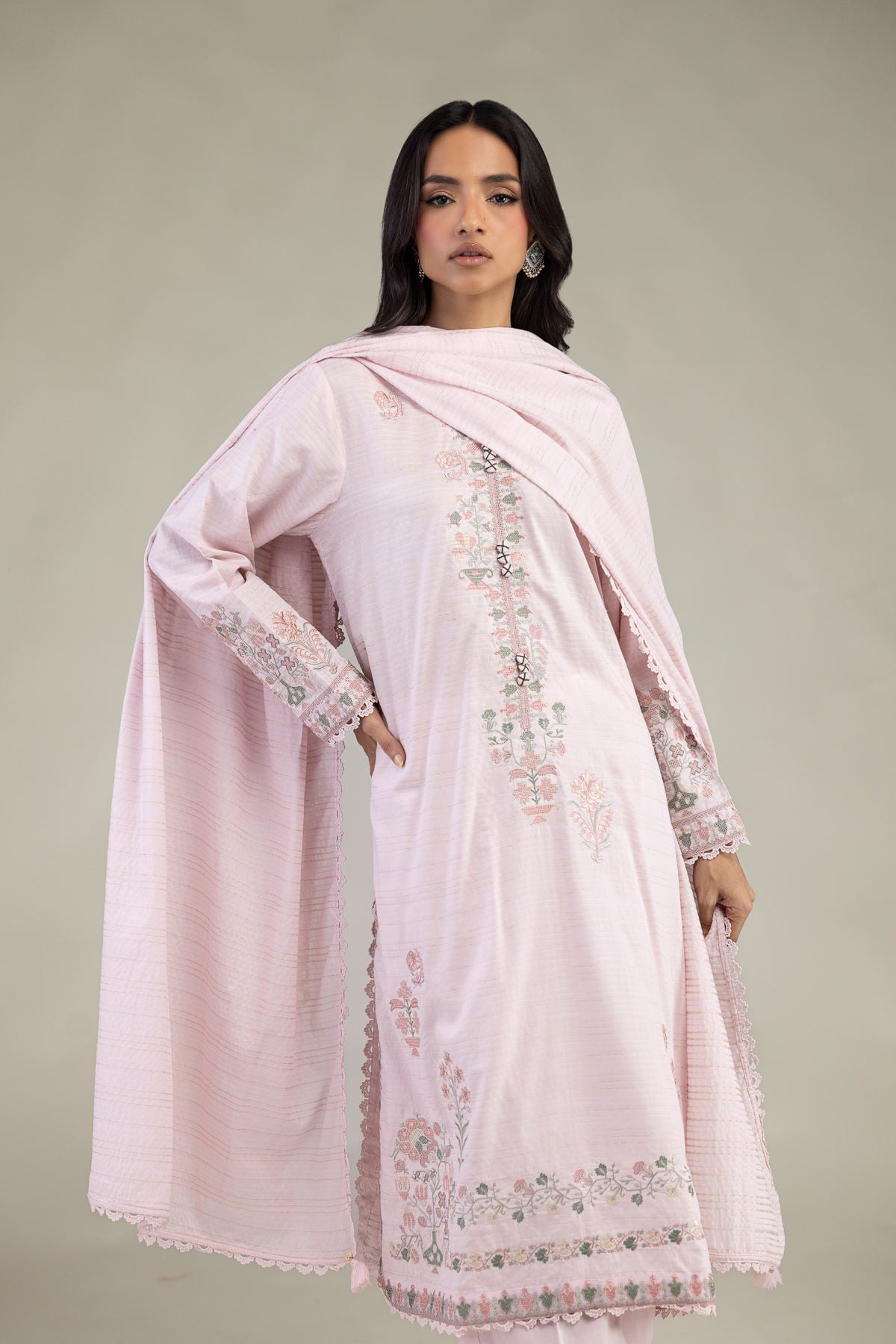 Embroidered Messuri Dobby 3-Piece Tailored Set - 1-26-102-A-F-VG
