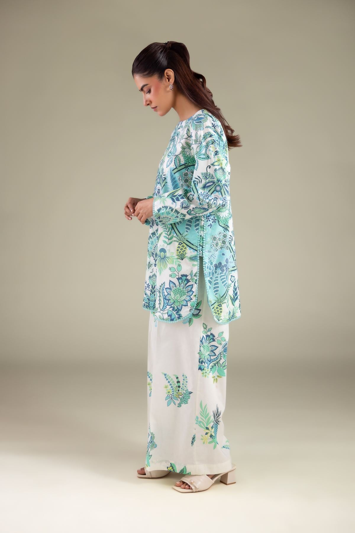 Printed Cambric Summer Floral Pants - 1-26-129-A-D-VG