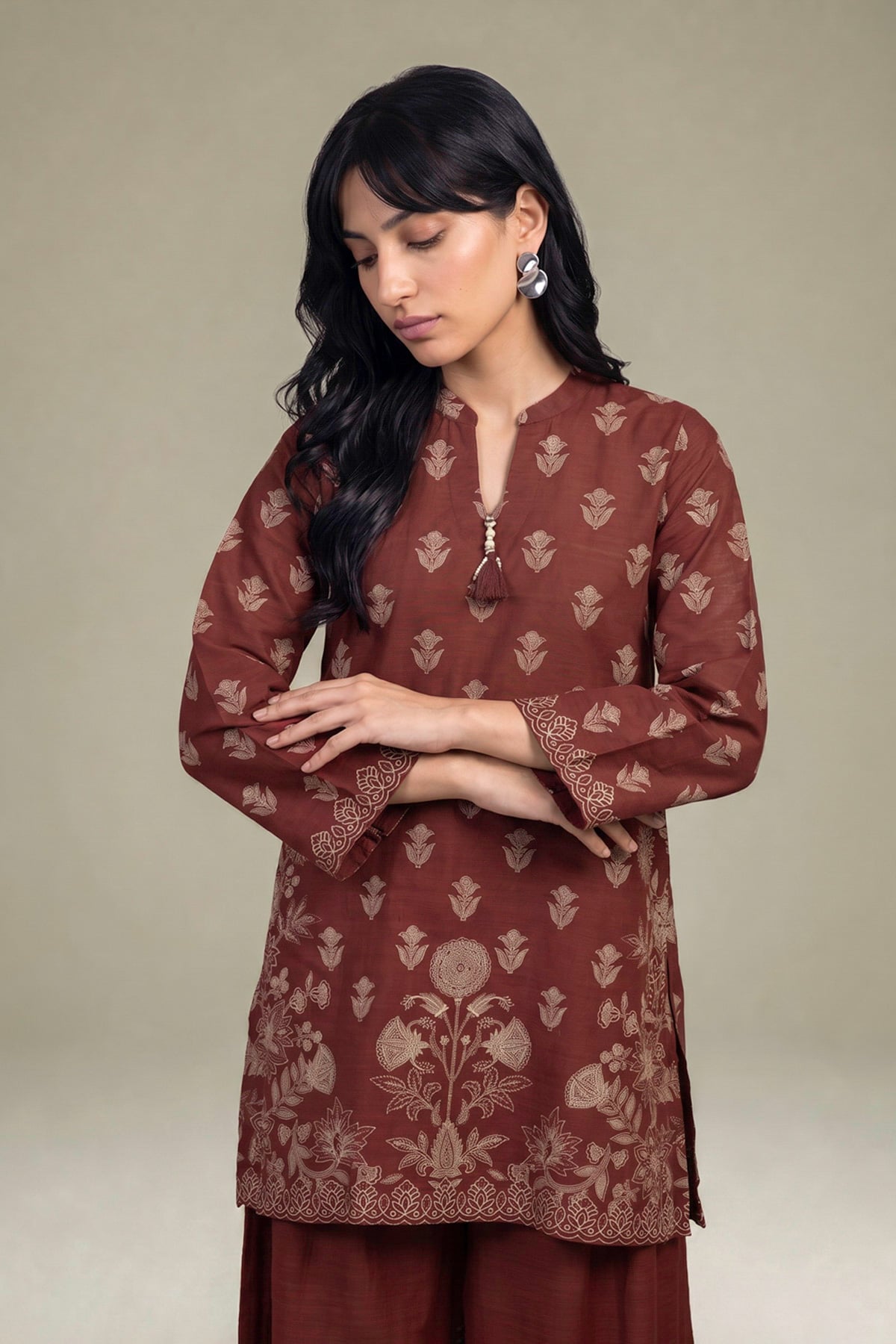 Printed Light Khaddar Floral Printed Kurta - 2-26-403-A-E1-VG
