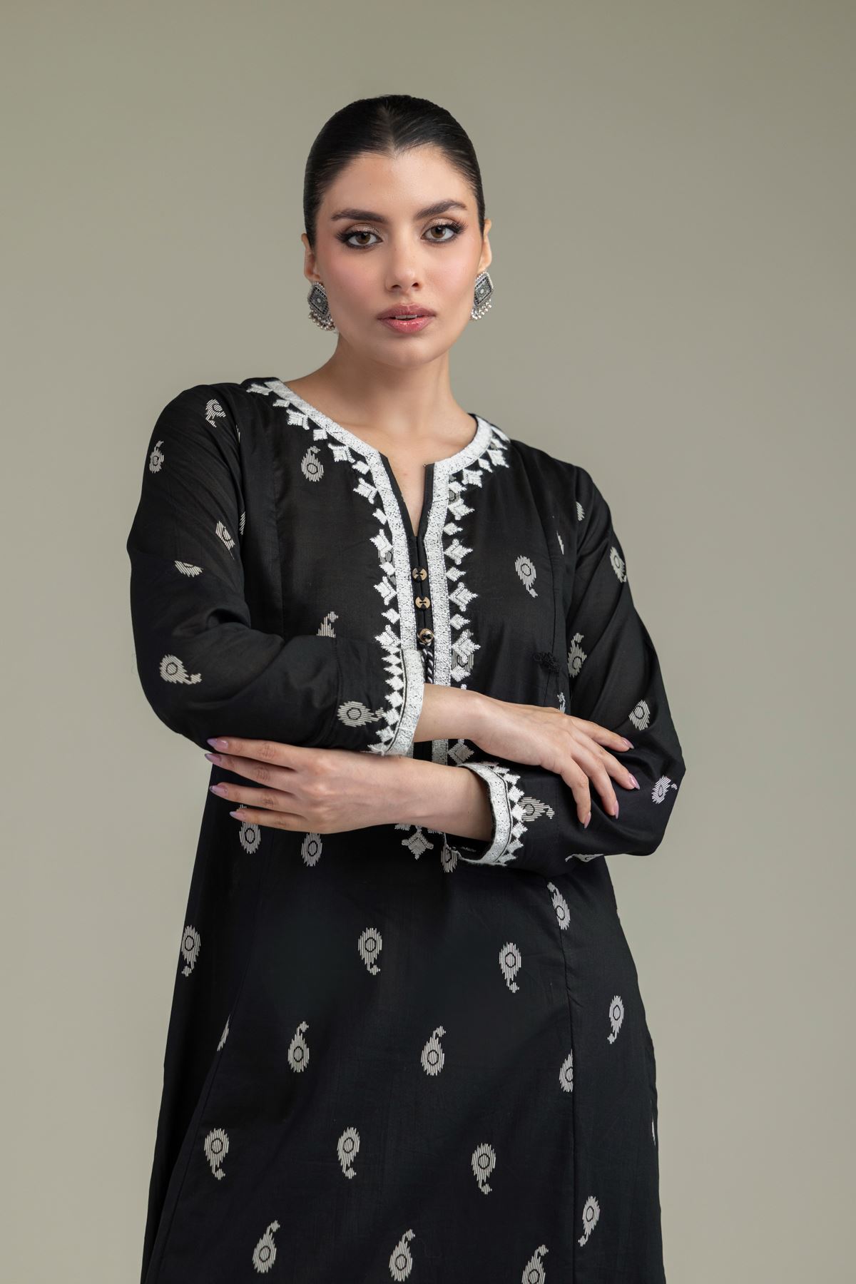 Embroidered Lawn Longline Lawn Kurta - 1-26-203-A-C1-VG