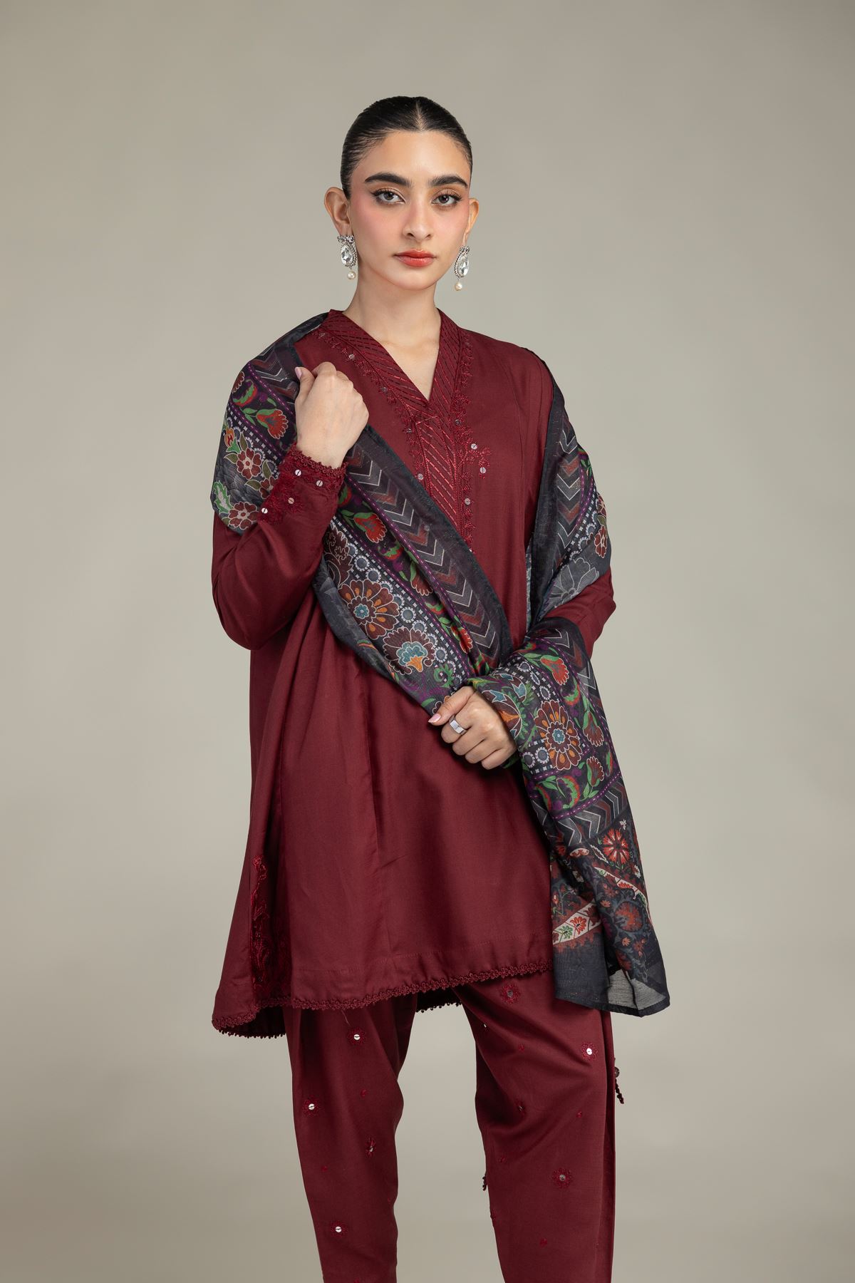 Embroidered Mesuri Floral Mesuri Dupatta - 2-26-210-A-A1-VG