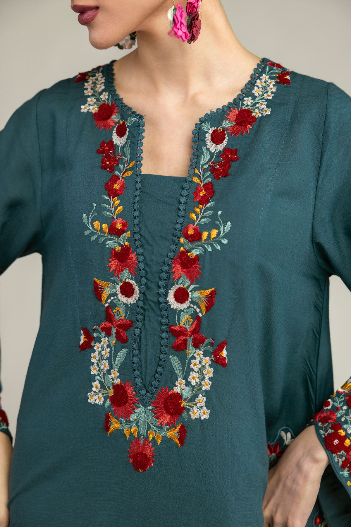 Embroidered Raw Silk Raw Silk Kurta - 1-26-225-A-C1-VG