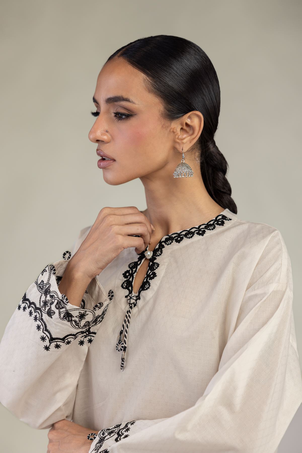 Embroidered Cotton Dobby Floral Short Kurta - 1-26-226-A-I1-VG
