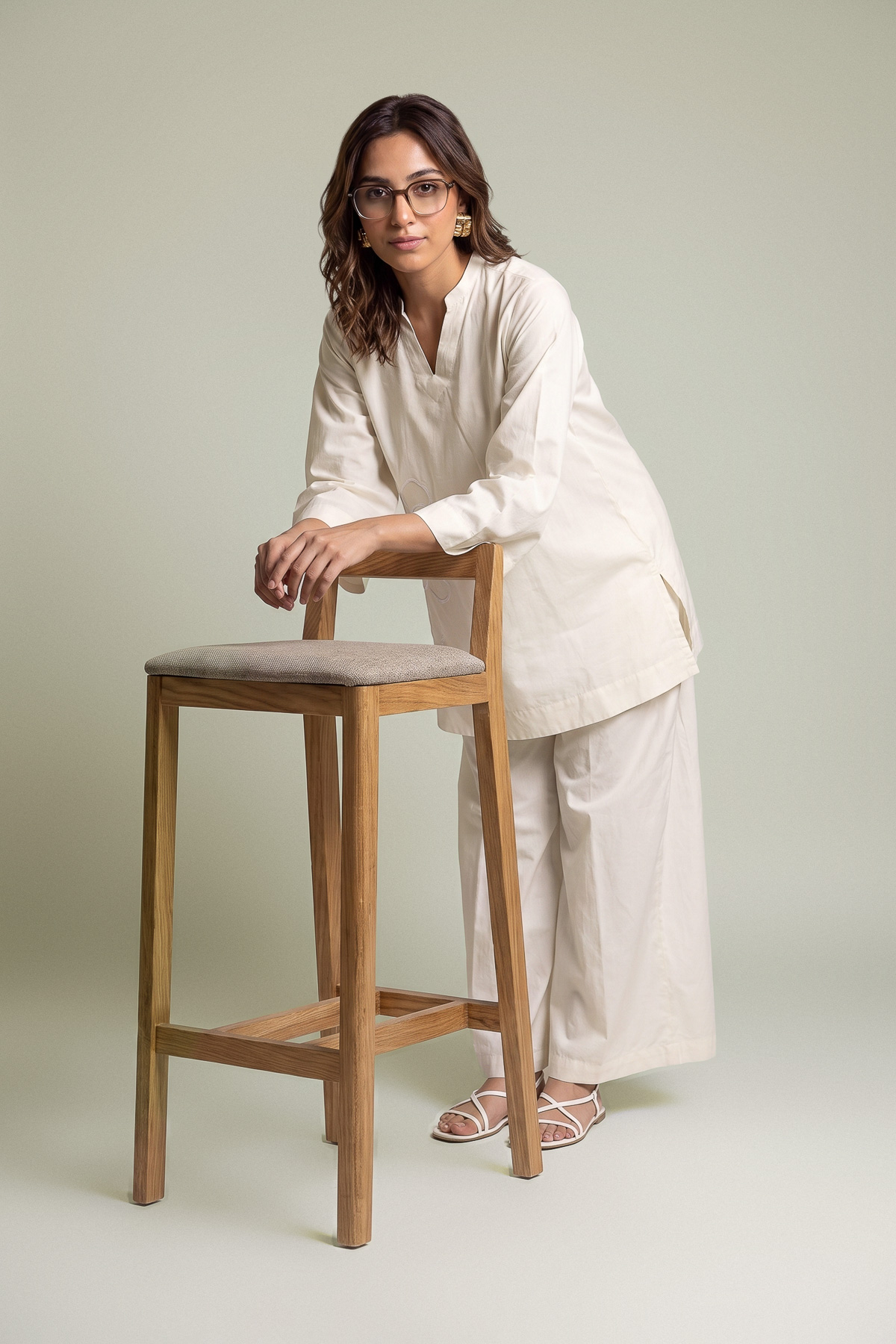 Dyed Poplin Short Poplin Kurta - 8-26-303-A-C1-VG