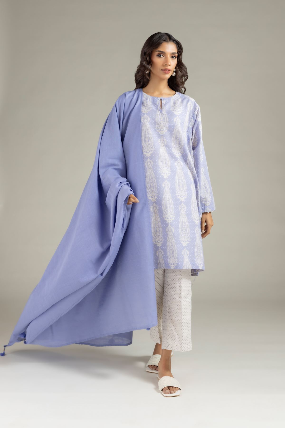 Dyed Textured Cotton Dupatta - OTD4-EX22-10TA-VG