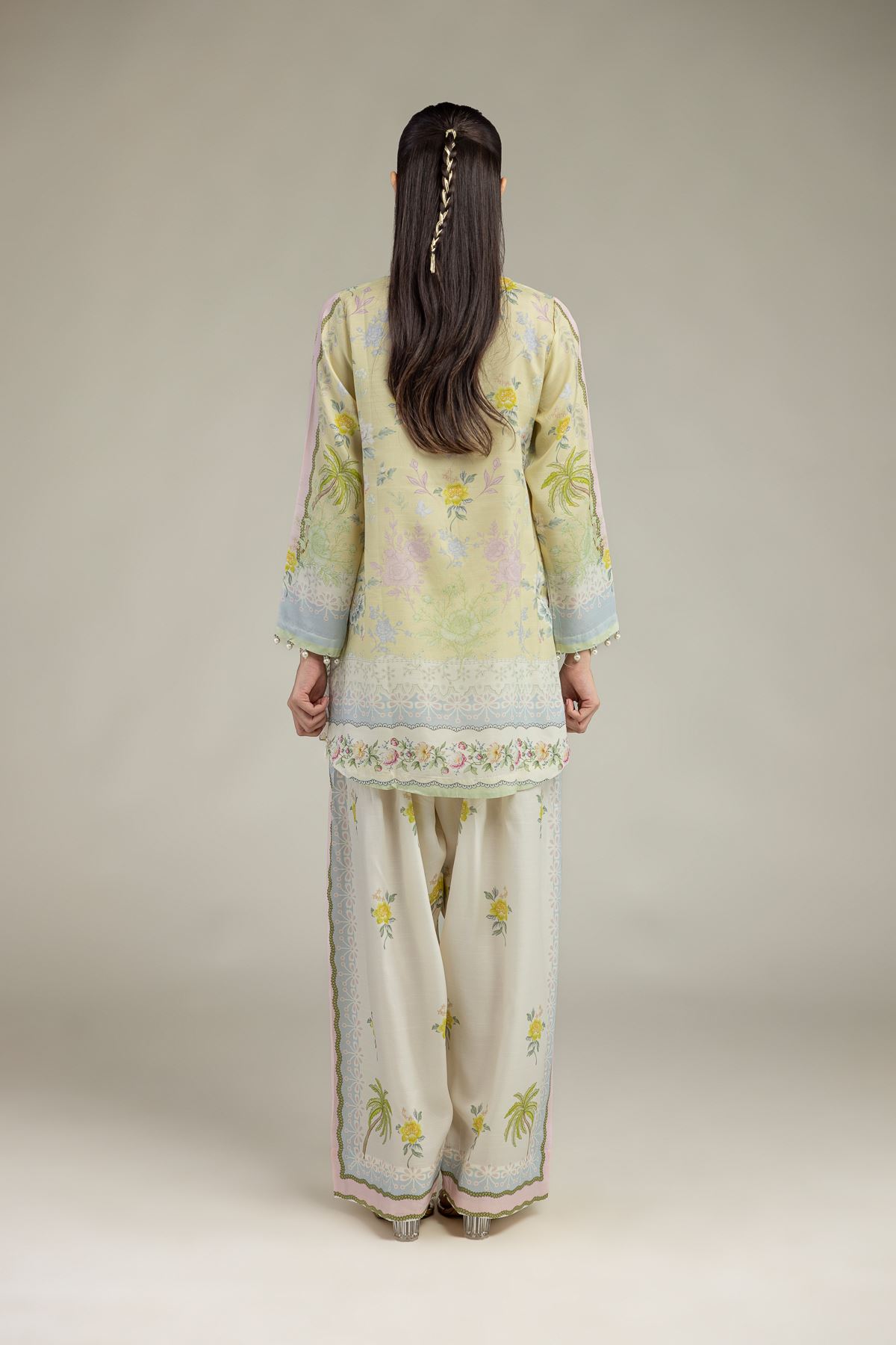 Embroidered Raw Silk Floral Silk Kurta - T-A11-26-118FI2-VG
