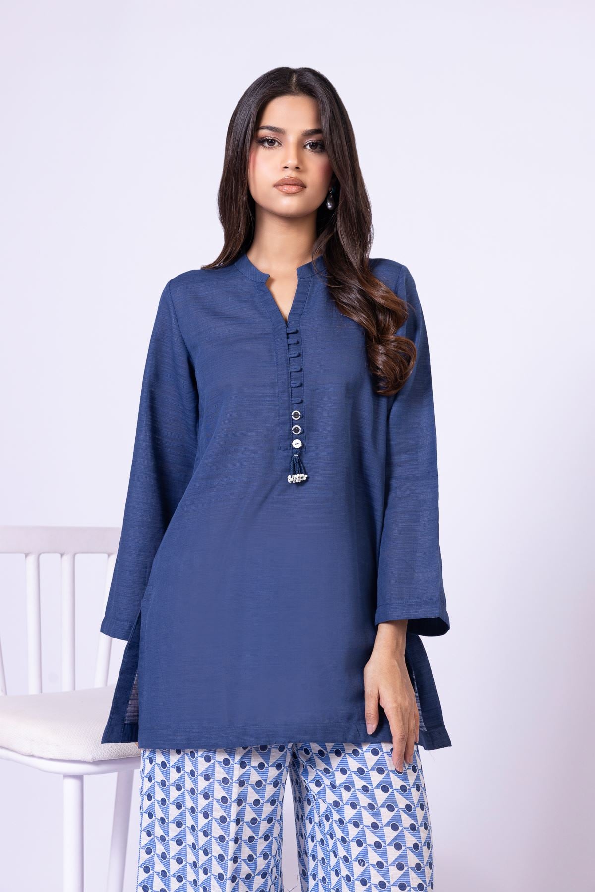 Dyed Textured Cotton Kurta - 25-09-11E3-07TA-VG