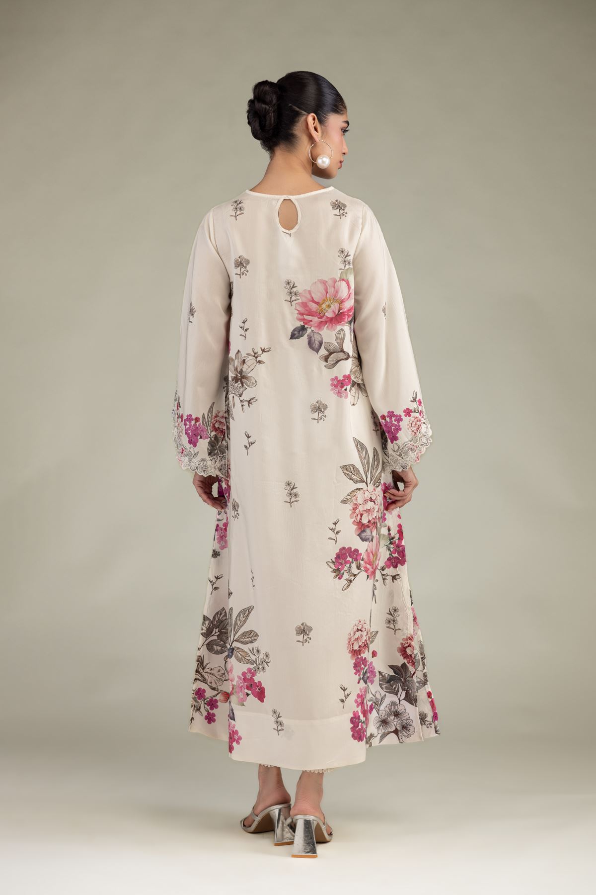 Embroidered Blended Viscose Floral Long Kurta - 1-26-241-B-F1-VG