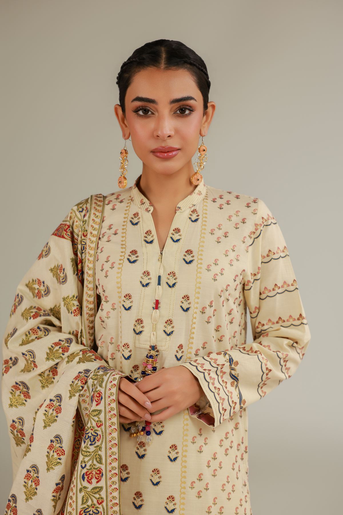 Raw Silk 3 Piece Co-ord Set - 12-26-114-F-E-VG
