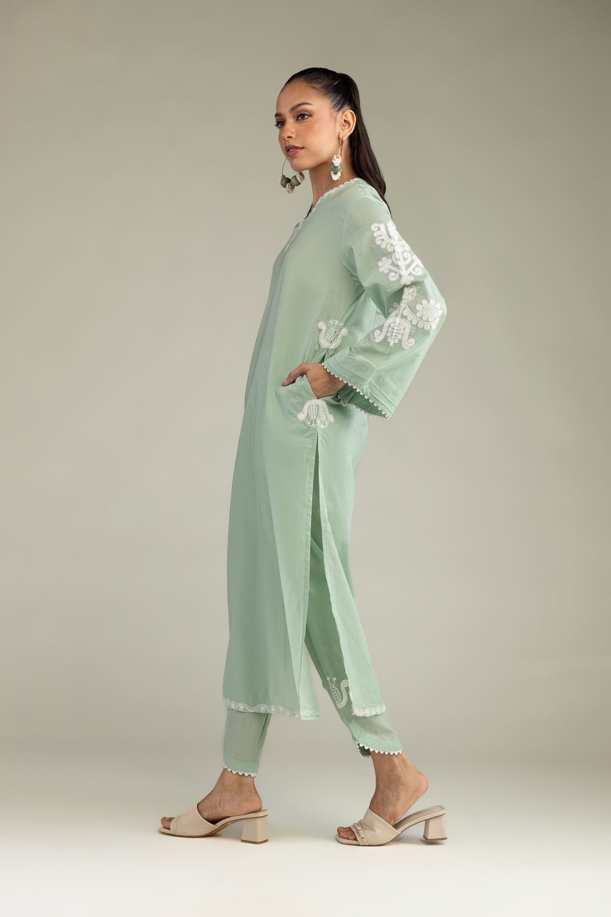 Embroidered Cambric Solid Mint Shalwar - 1-26-102-A-F-VG