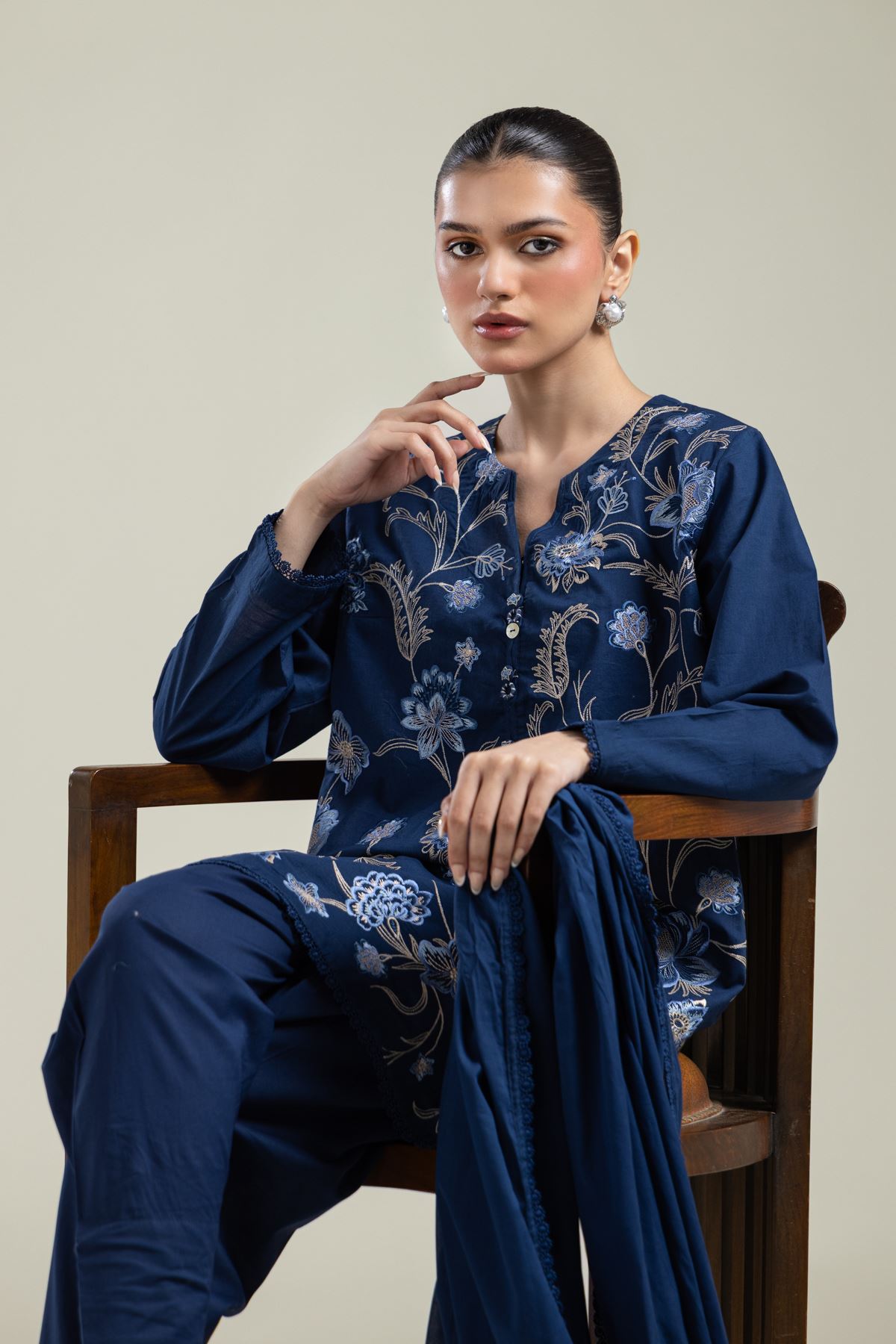 Embroidered Cambric Short Cambric Kurta - T-A113-26-101EI2-VG