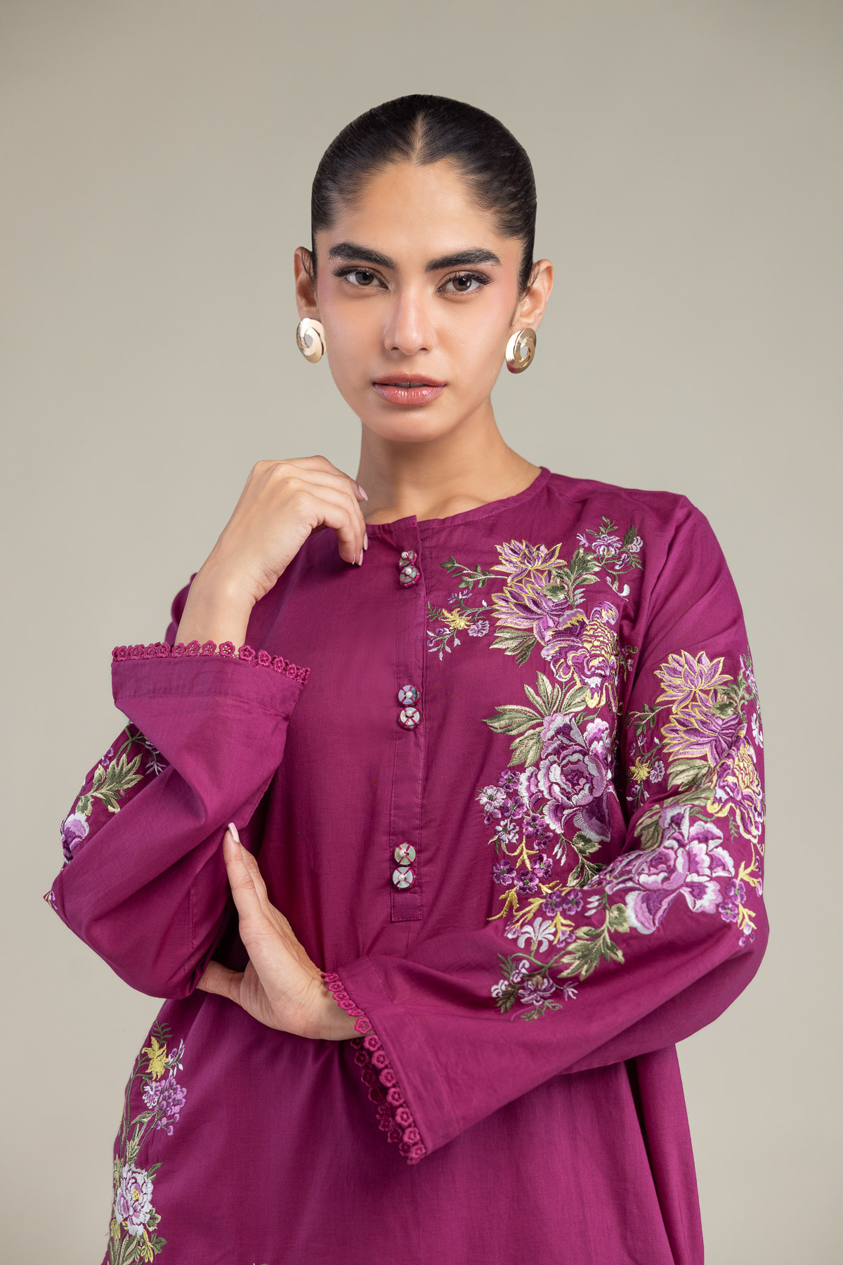 Embroidered Cambric Short Cambric Kurta - 1-26-102-A-F-VG