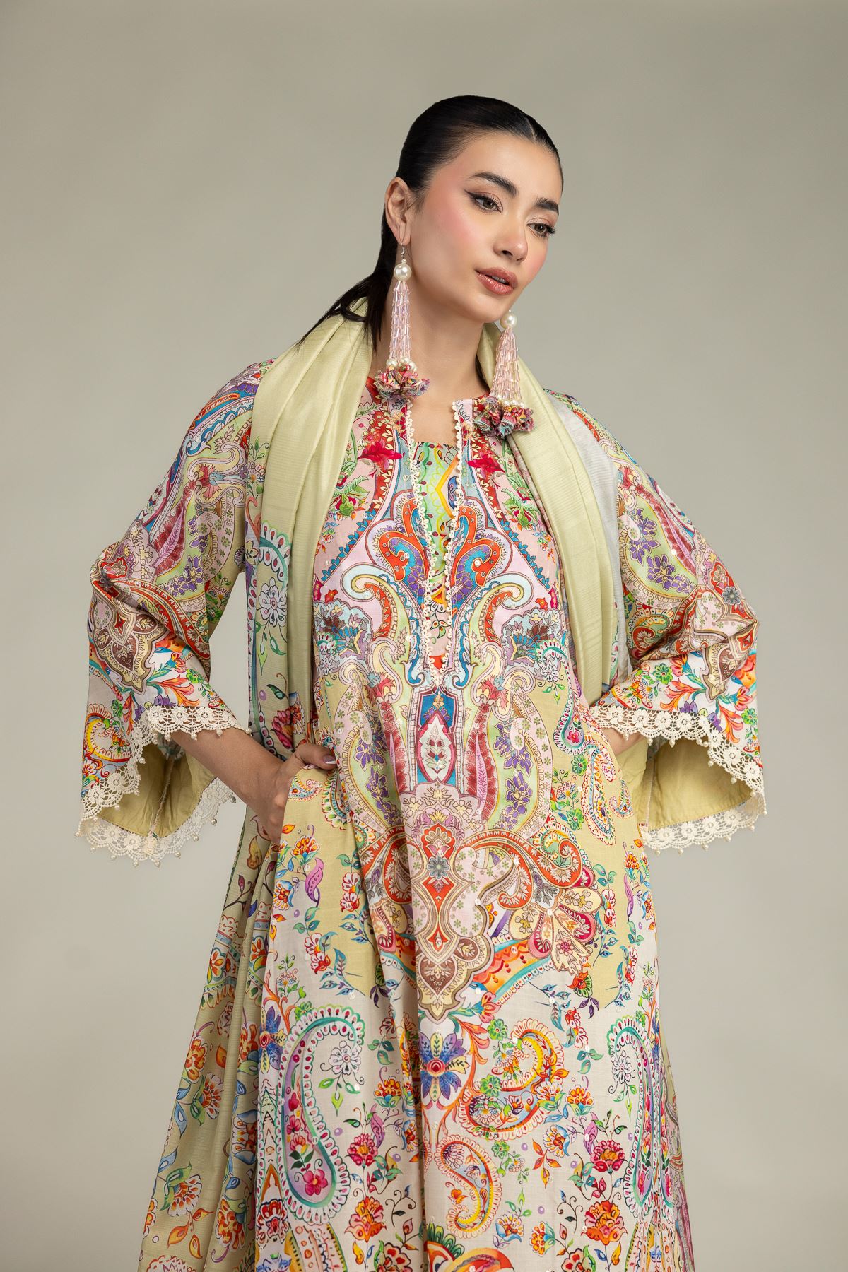 Embroidered Polyester Silk Silk Paisley Dupatta - 2-26-212-A-C1-VG