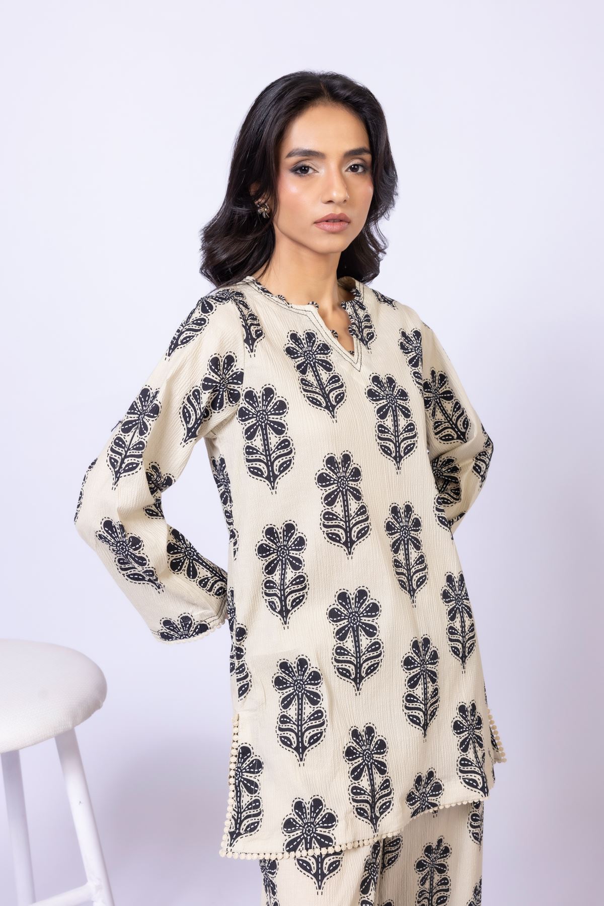 Printed Cotton Crinkle Kurta - 25-08-12E8-04TA-VG