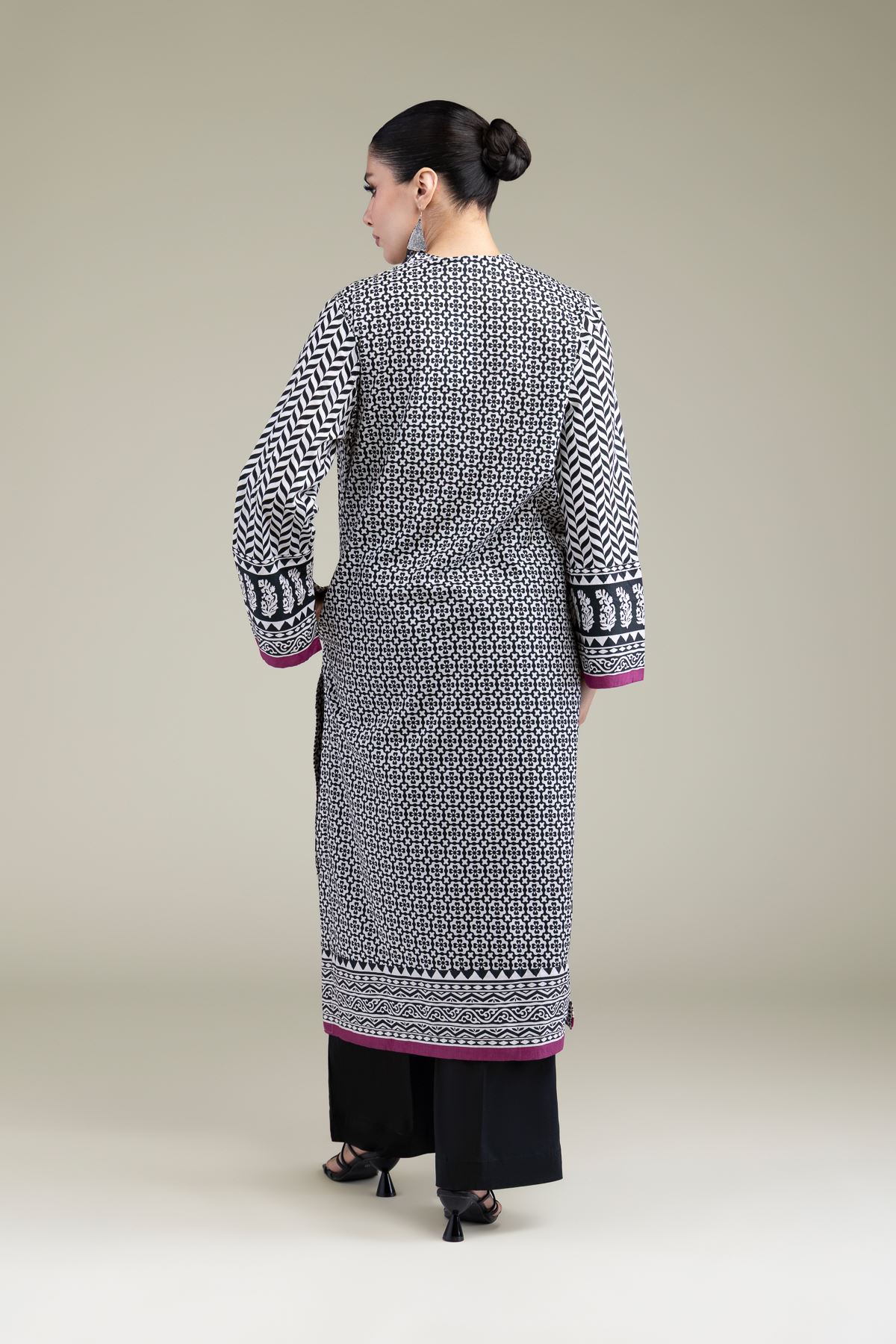 Printed Cambric Long Cambric Kurta - 8-26-201-A-C1-VG